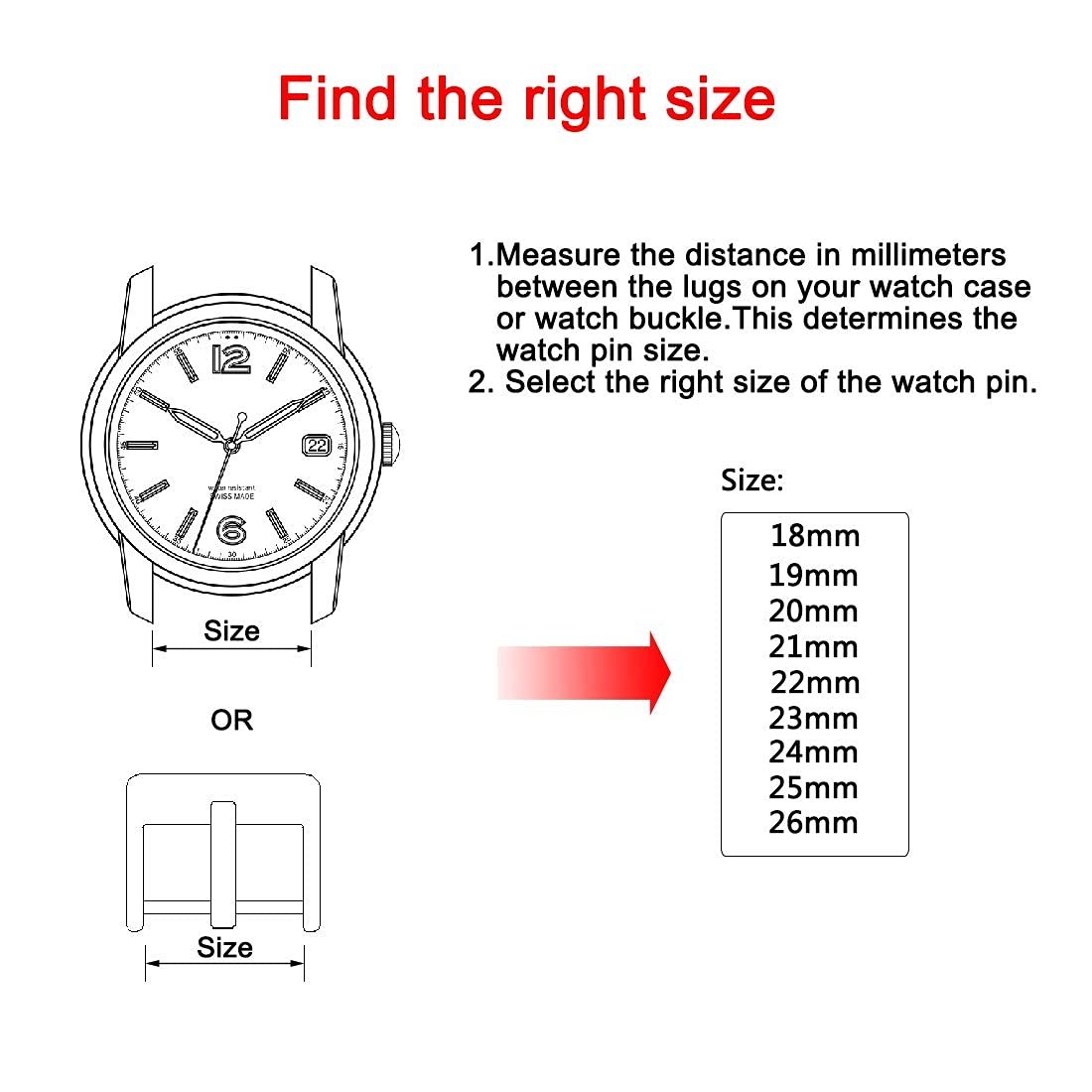 Wellfit Watch Pins, 1.8mm Thickness Heavy Duty Spring Bar, 4 Pack Stainless S…