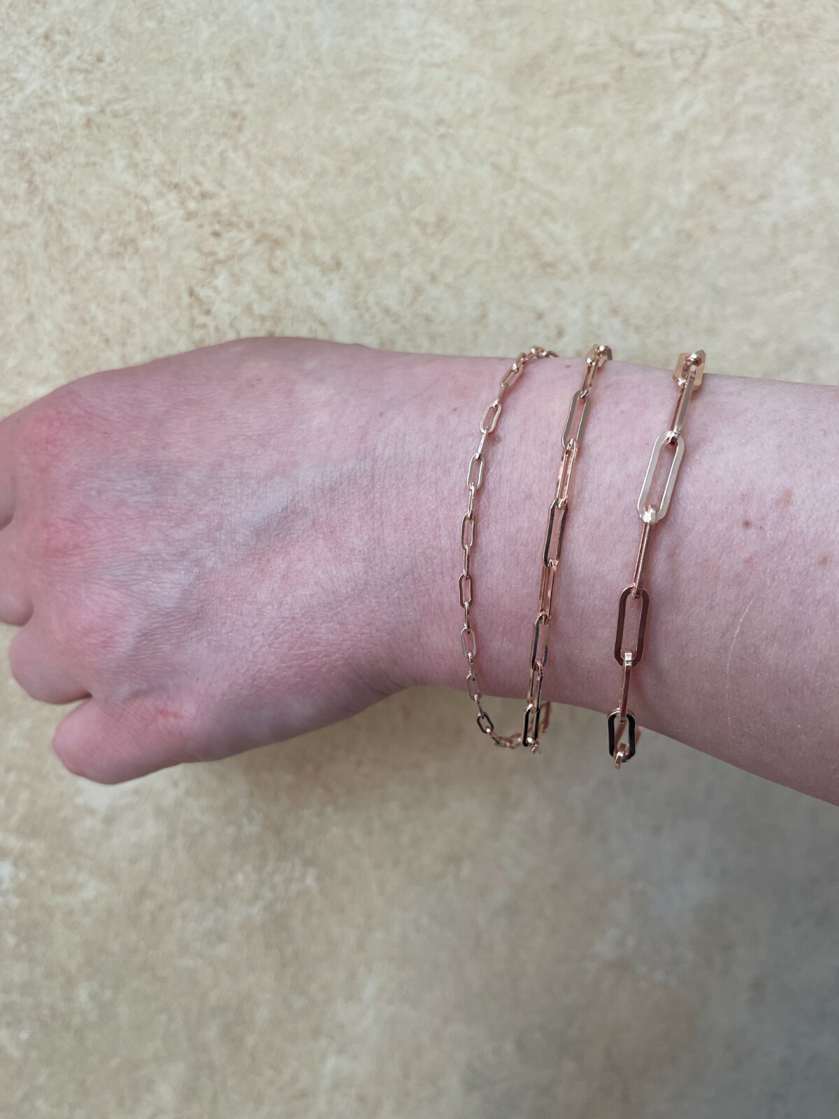 14k Rose Gold Plated 925 Sterling Silver Paperclip Bracelet 2.5mm-4mm 6-8.5″