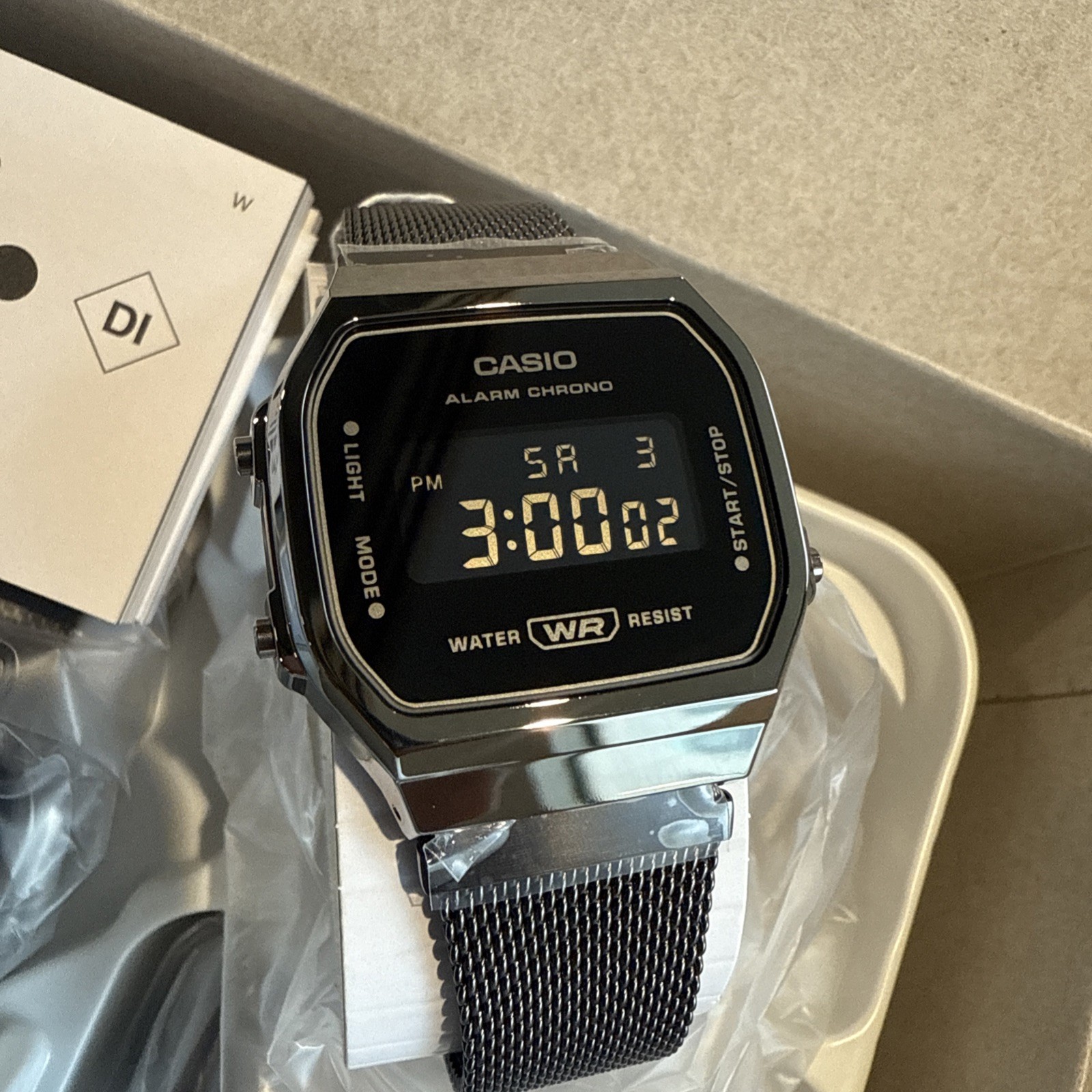 Casio A168WEMB-1B Vintage Black Digital Mesh Bracelet Men’s Watch New