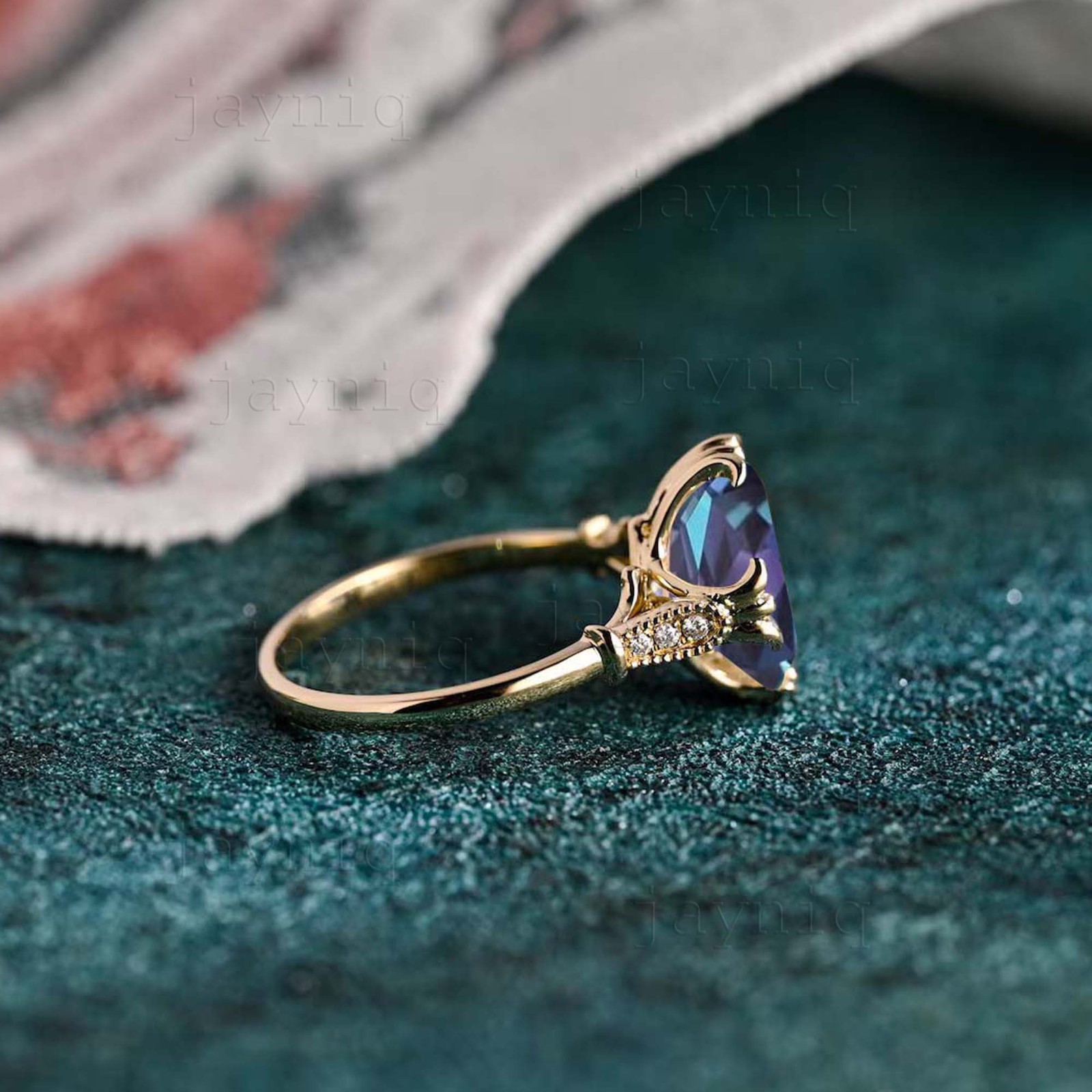 Color Changing Alexandrite Ring 925 Sterling Silver Dainty Jewelry Gift For Her