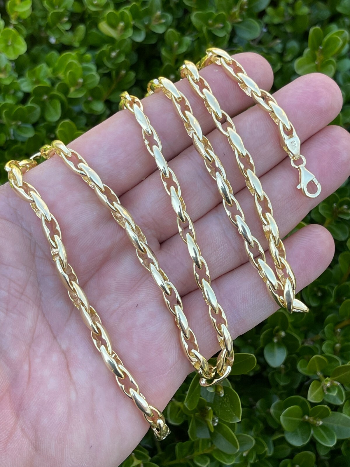 14k Gold Plated 925 Silver 5mm Custom Anchor Rolo Link Chain Necklace Bracelet