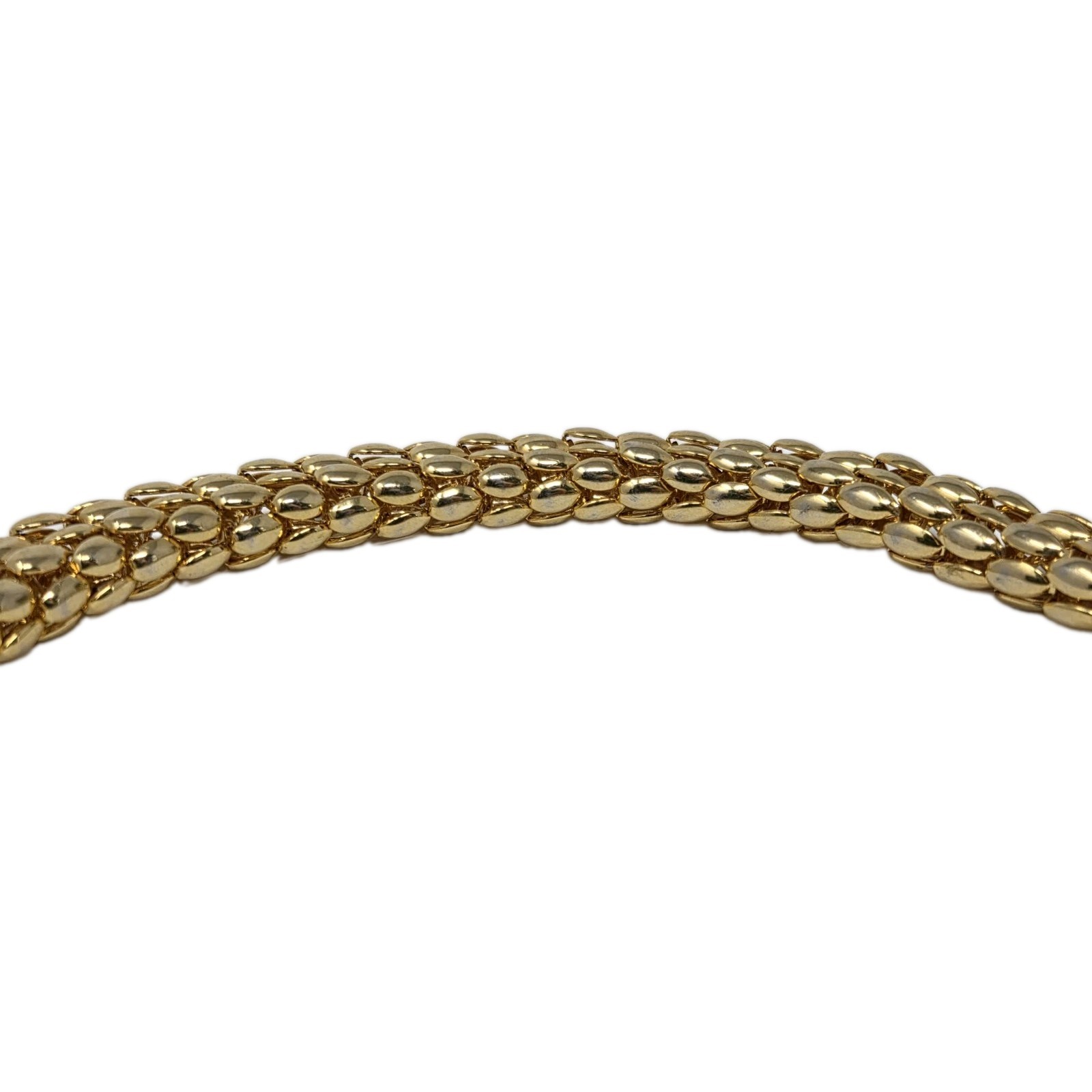 Vintage Gold Tone Mesh Choker Necklace Magnetic Clasp 17 Inches Unsigned 80s