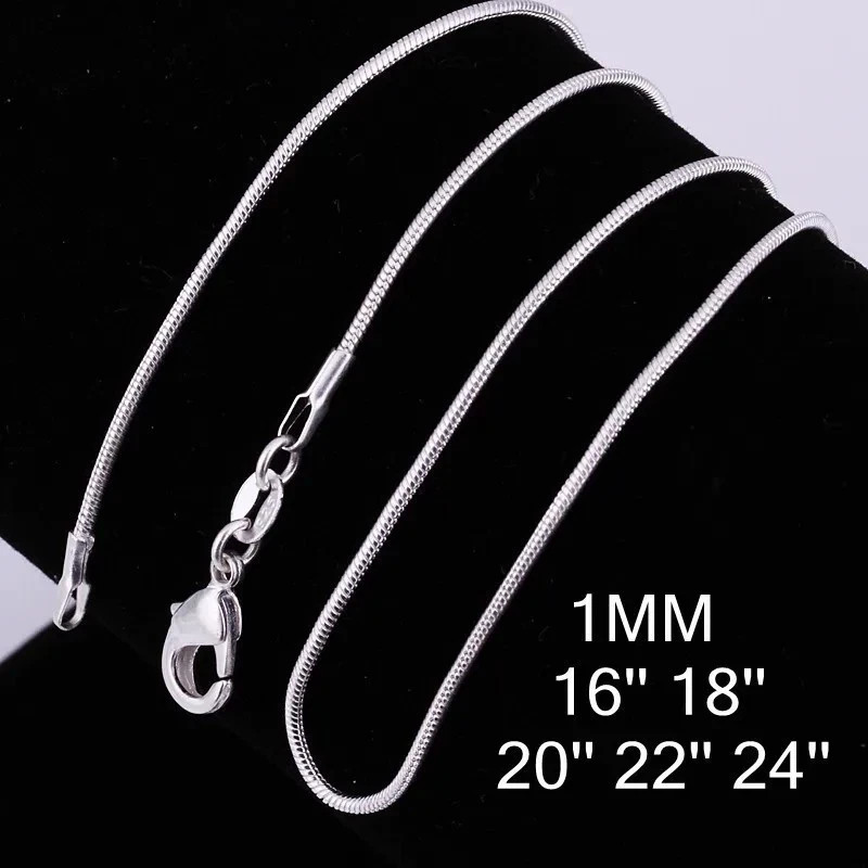 Men&Women’s 925 Sterling Silver Tarnish-Free Italian Snake Chain Necklace 16-24*
