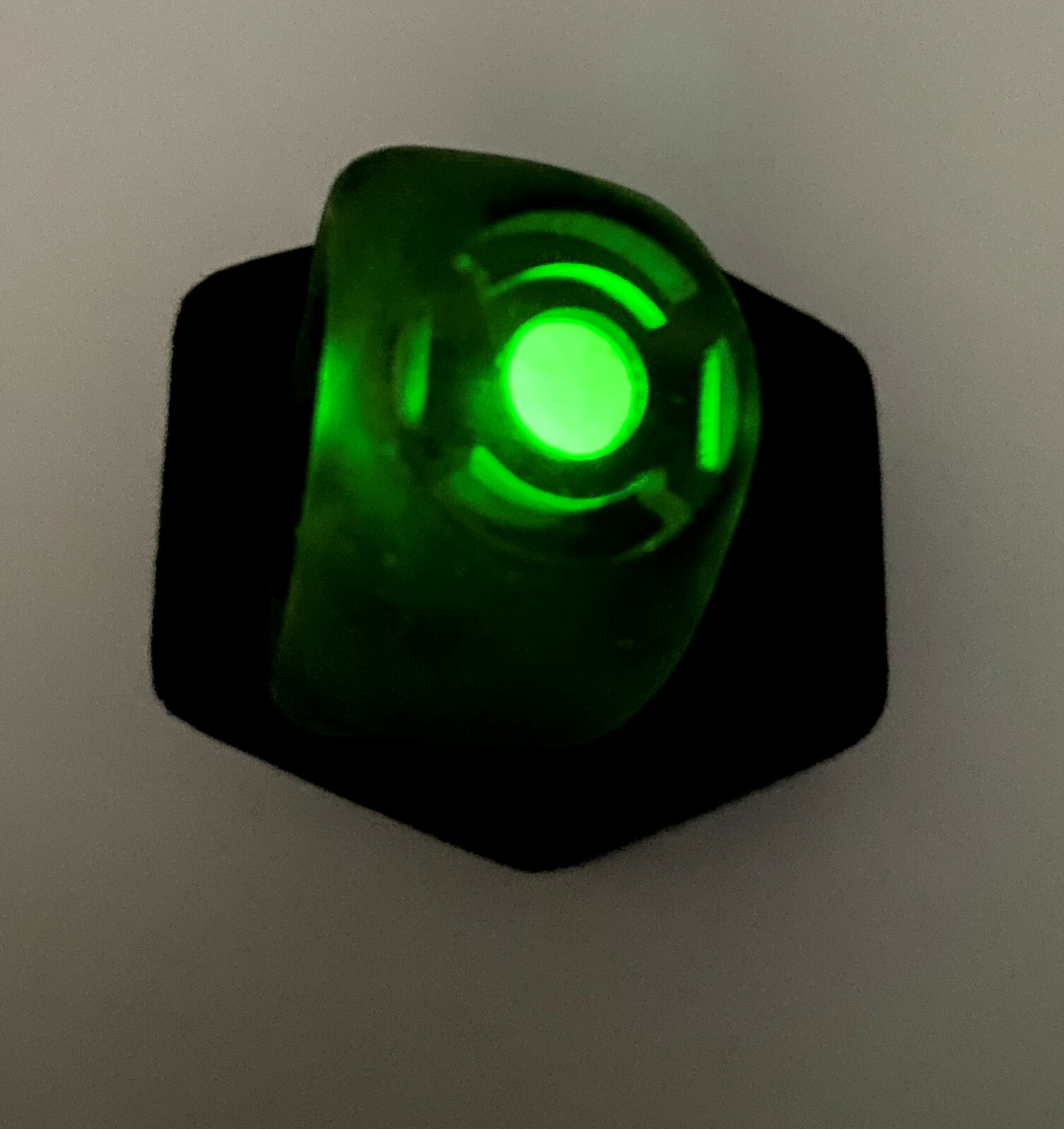 Green Lantern Band Ring with Glow-in-the-dark Stone, Resin, made in USA