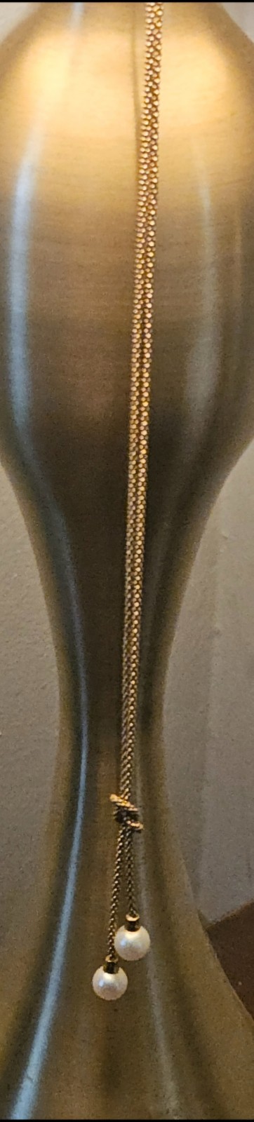 14k 5.6 gm SolidYellowGold 20 in Italian Popcorn ChainLariat Necklace & 2 Pearls