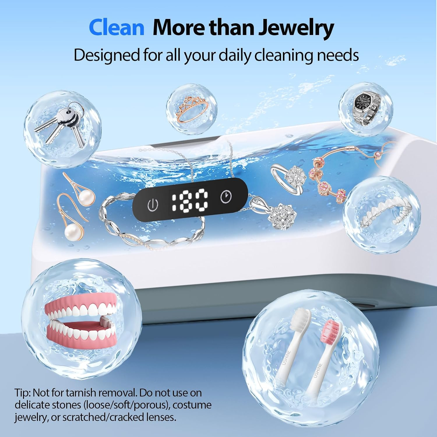 Ultrasonic Jewelry Cleaner: 48Khz Ring Cleaner Ultrasonic Machine with Digital T