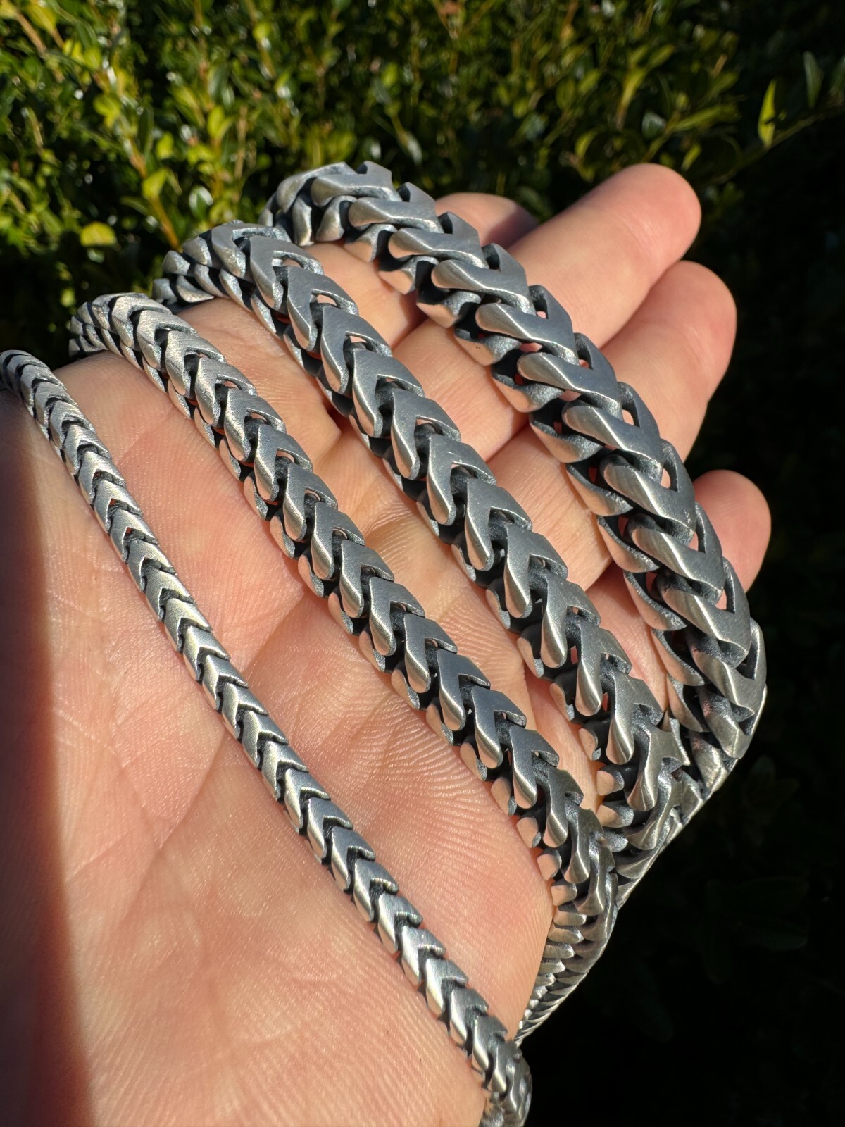 Handmade Franco Chain Necklace Oxidized Real 925 Sterling Silver Box Lock 4-10mm