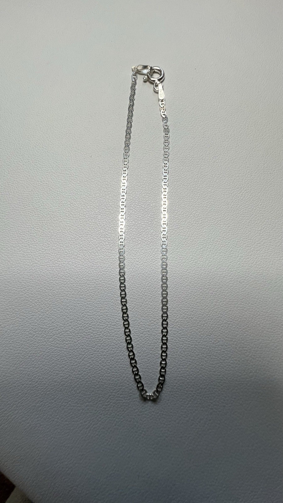 925 Sterling Silver Marine Link Chain Bracelet Spring Ring Clasp No Stone 8”