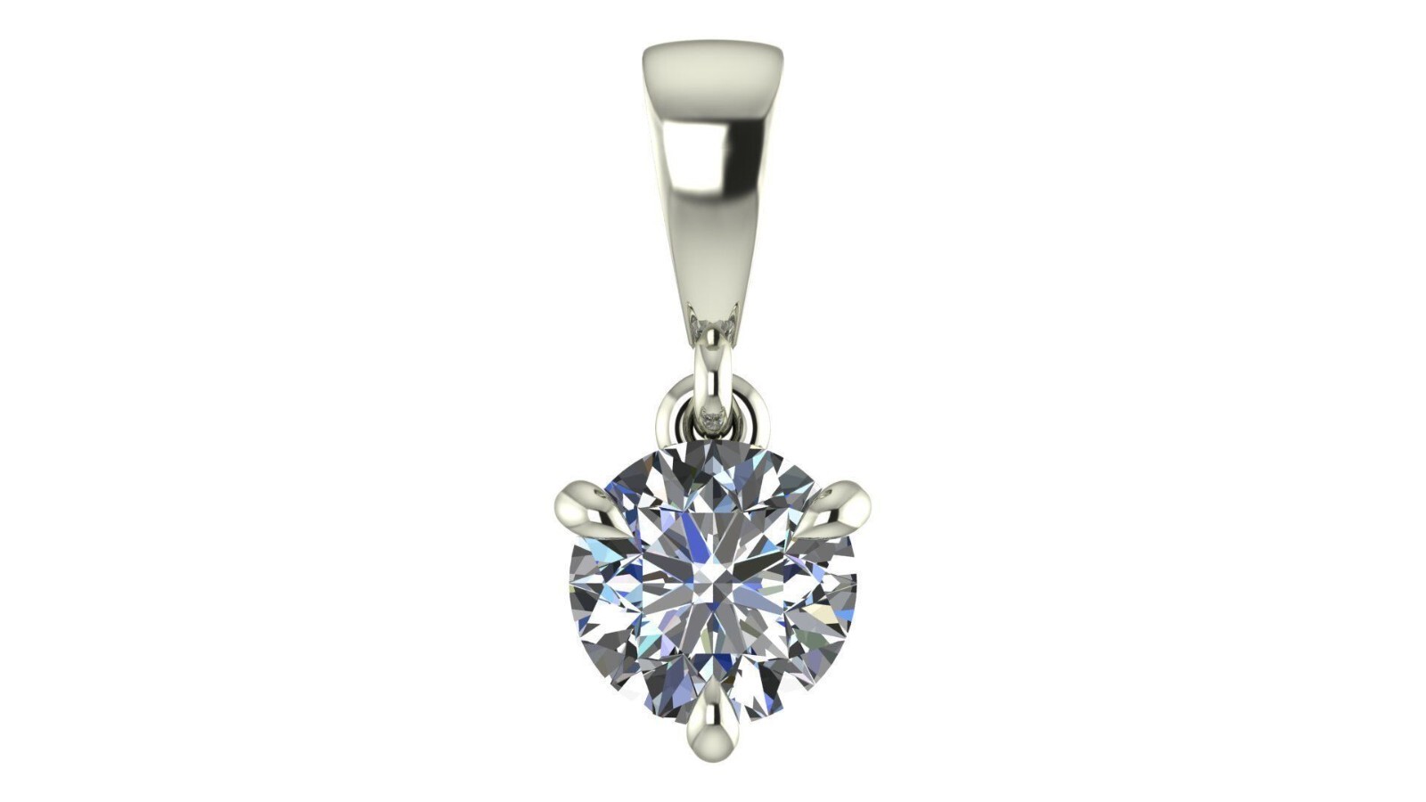 1.5ct round diamond cut lab creation 14k white gold Plated pendant for woman