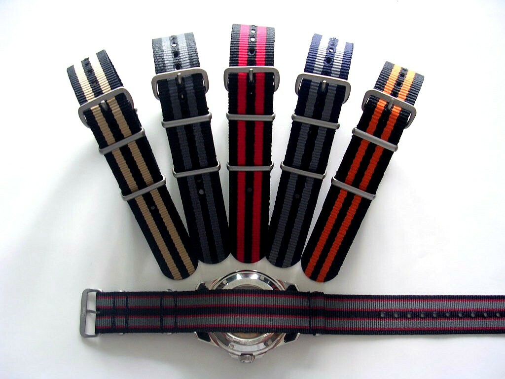 16mm Black NATO G10® nylon Military watch band bond stitch IW SUISSE 18 20 22 24