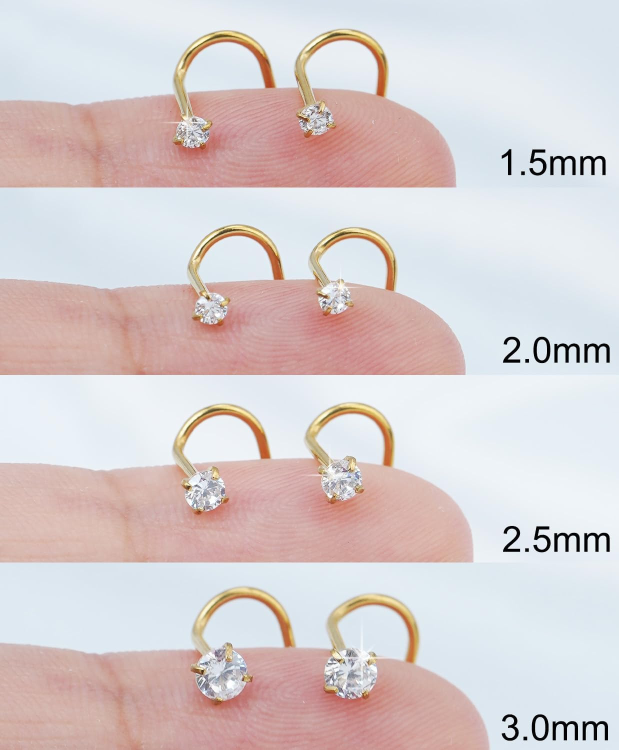 Nose Rings Studs Set for Women Men: Hypoallergenic 8Pcs 8pcs 20gauge Gold