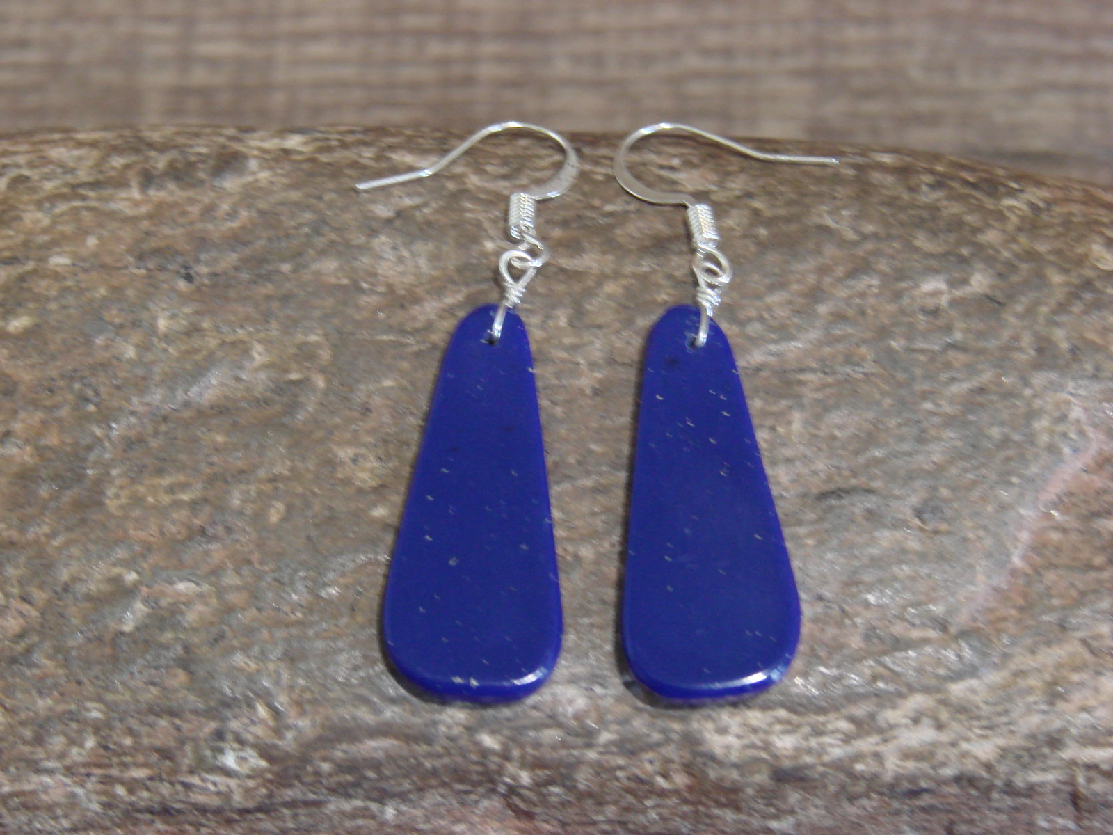 Native American Sterling Silver & Lapis Slab Earrings – Garcia