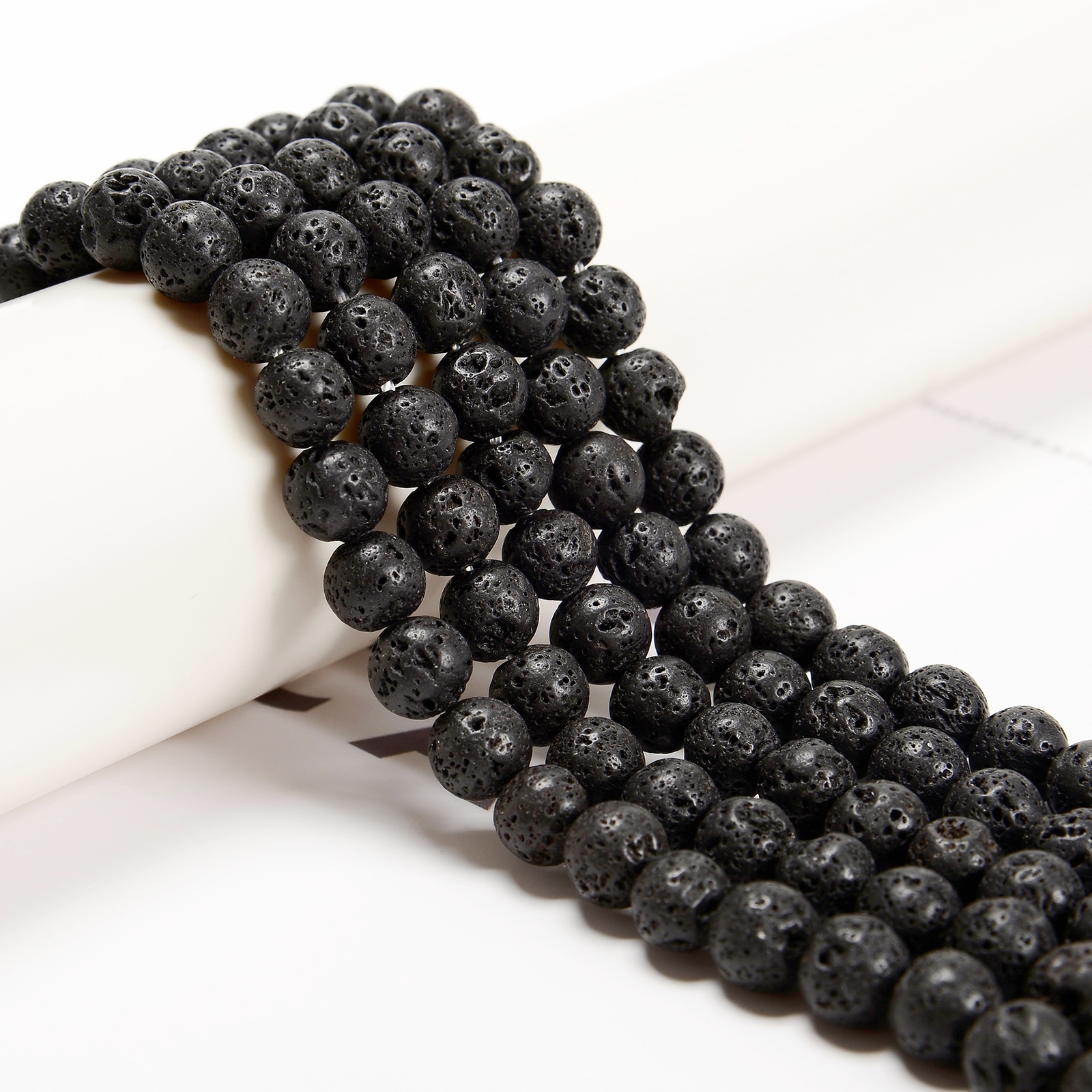 Natural Black Lava Rock Stone Round Beads 4mm 6mm 8mm 10mm 12mm 15.5″ Strand