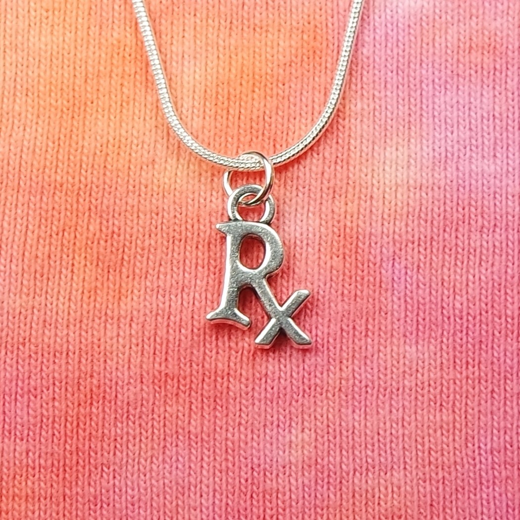 Rx Necklace, Pharmacist Prescription Medical Drug Droga Scrip Charm Pendant nb