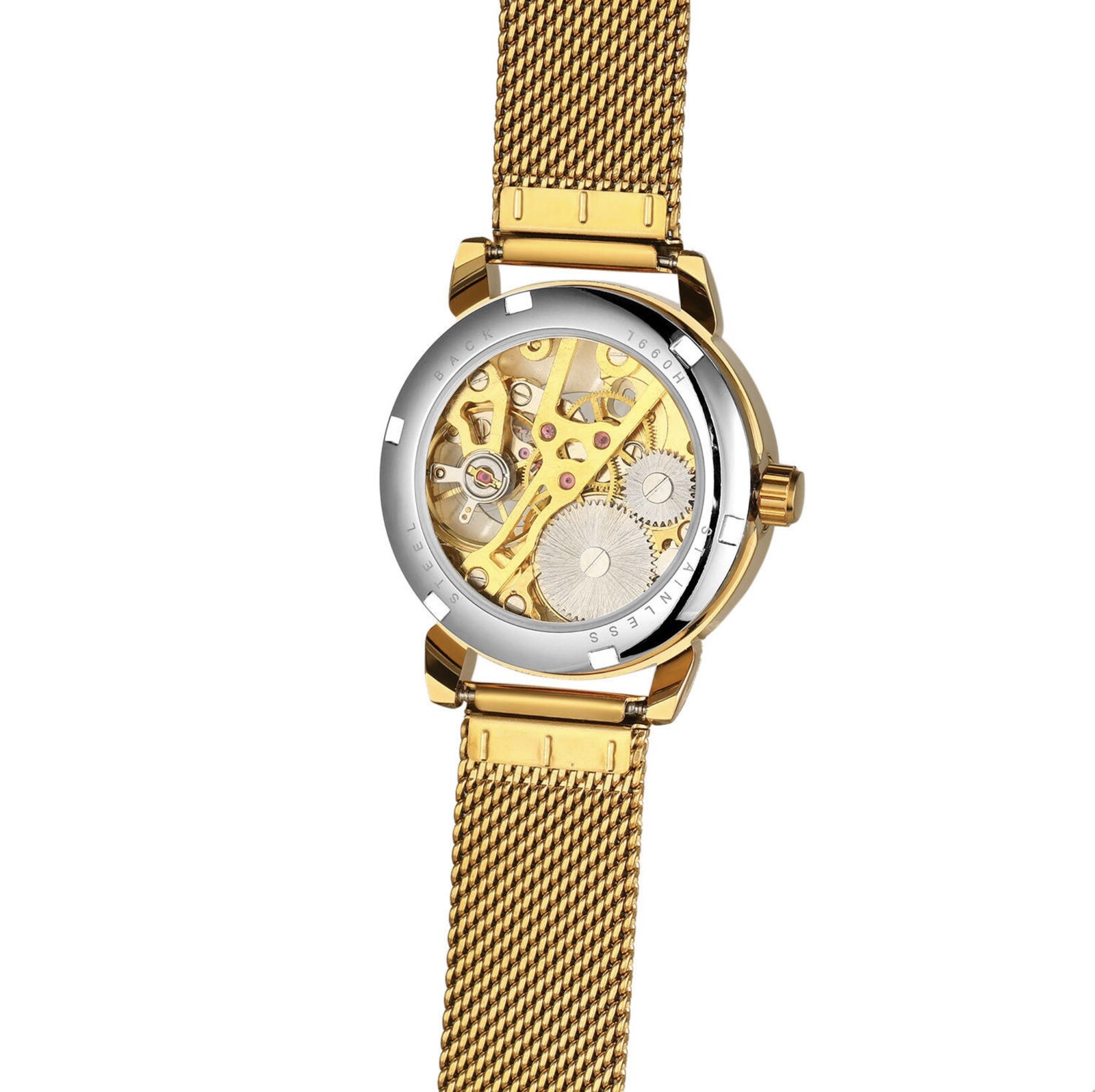 Forsining Womens Automatic Transparent Skeleton Luxury Watch Mesh Band Gift Idea