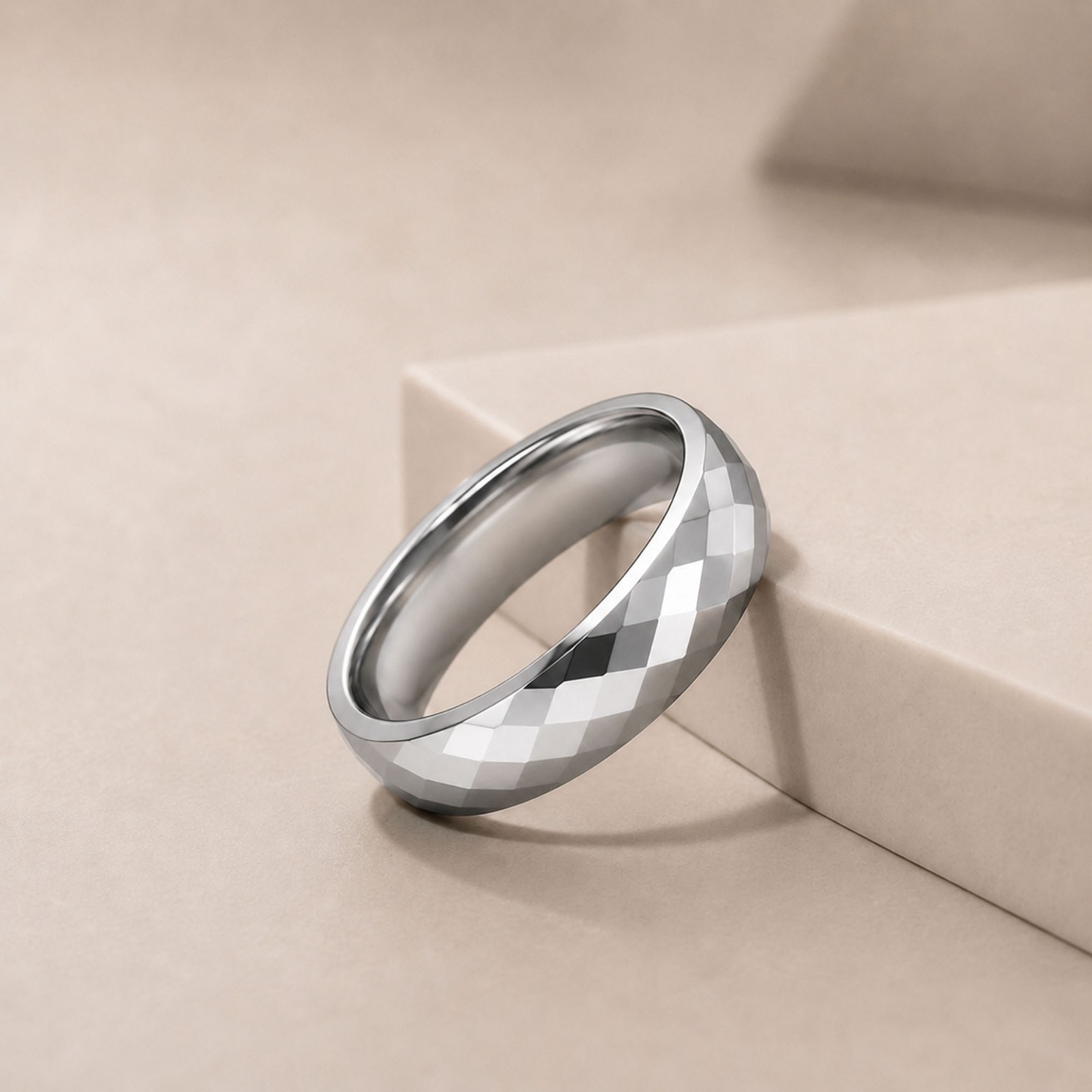 Diamond Cut Faceted Tungsten Wedding Band Comfort Fit Ring 6mm 8mm Size 6-12