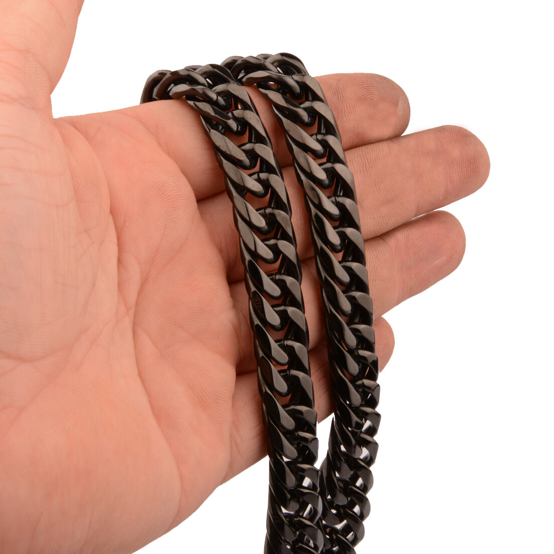 Men’s Black Plated 316L Stainless Steel Curb Cuban Link Chain Necklace Chain