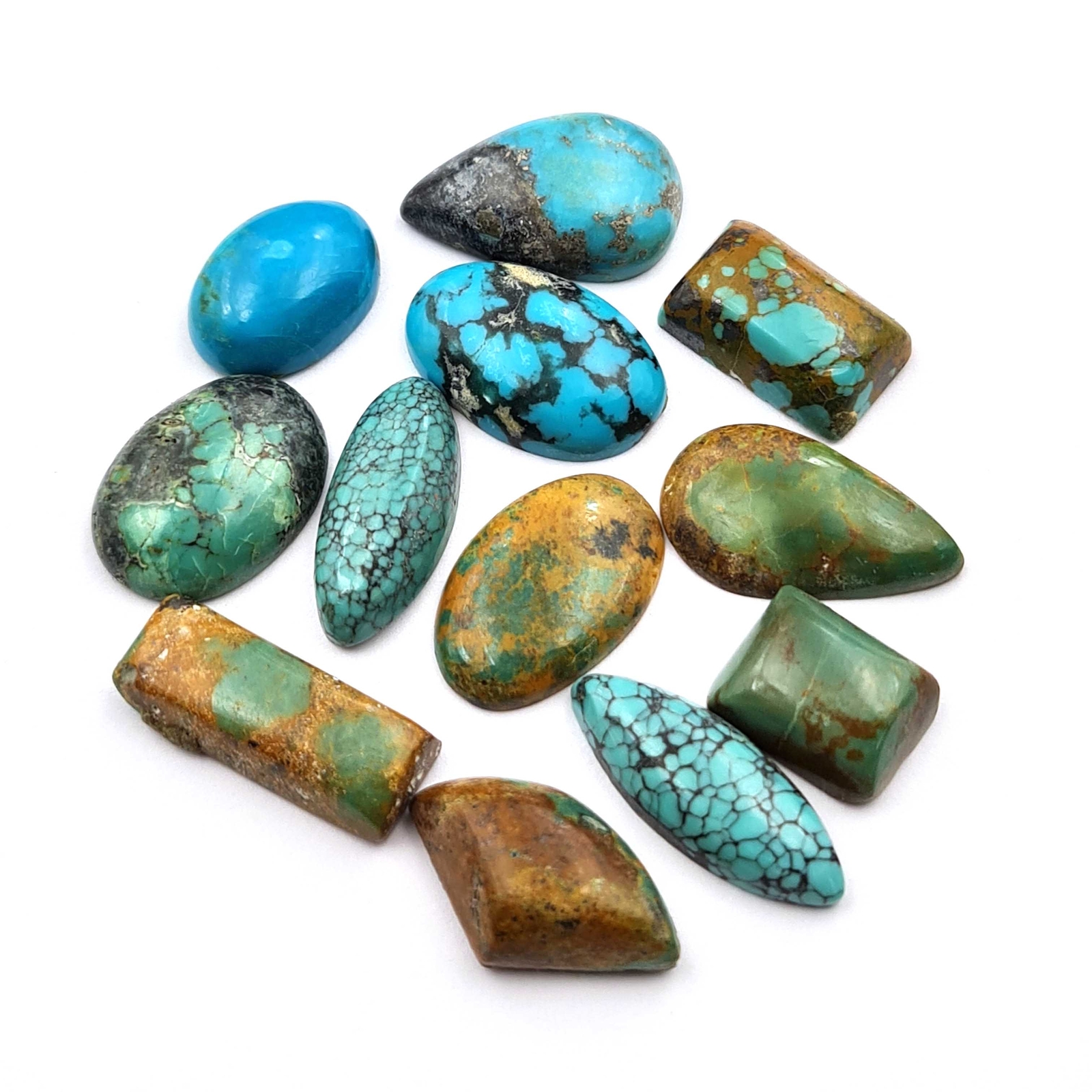 Natural Turquoise Cabochon Mix Shape Loose Gemstone 27 Pcs 7×10-10×19 MM 100 CT