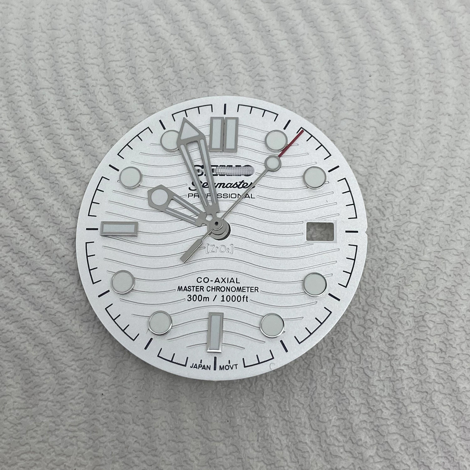 31mm Ripple Pattern Watch Dial+Hands Green Lume For NH35 Movement Watch Parts