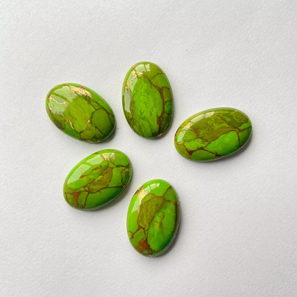 [WHOLESALE] GREEN COPPER TURQUOISE CABOCHON OVAL SHAPE LOOSE GEMSTONE