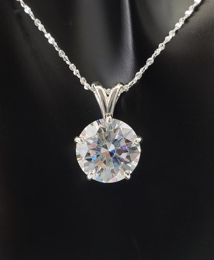 RARE 8.30 Ct Certified White Treated Diamond Solitaire Pendant in 925 Silver
