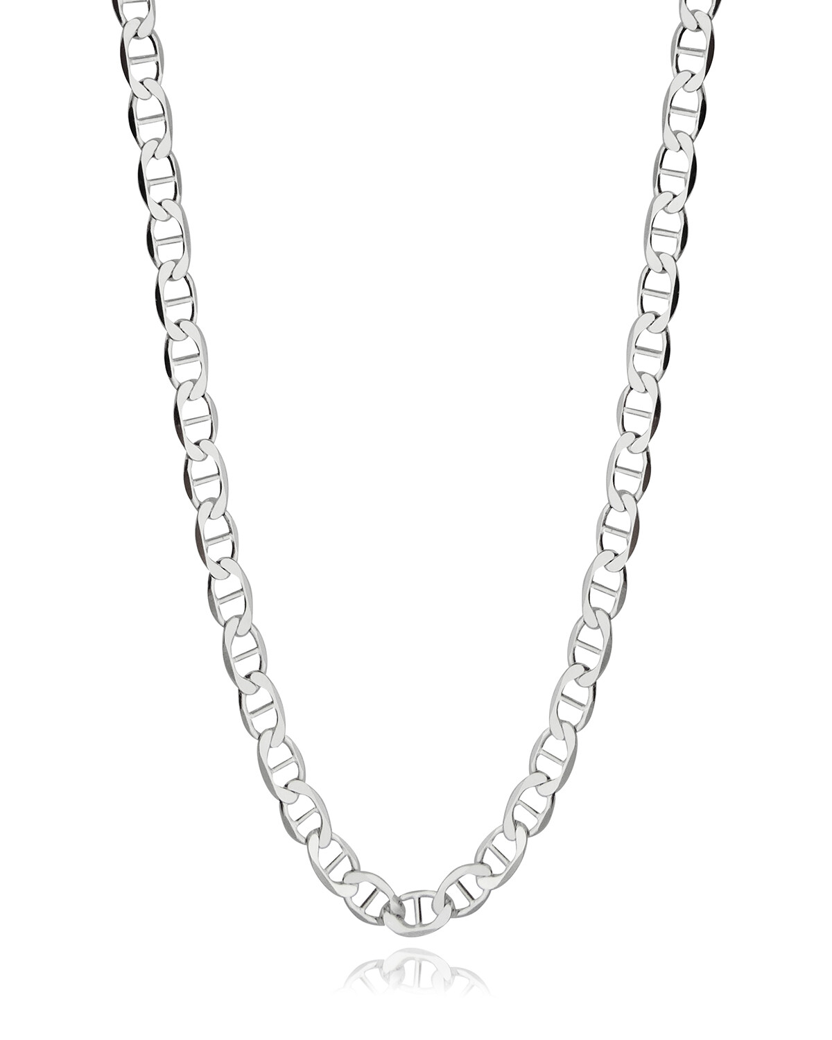 4.2mm Flat Marina Chain Necklace – 925 Sterling Silver-Mariner 16,18,20,22,24,30