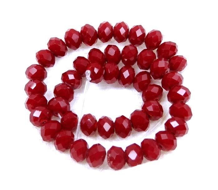 6x4mm Faceted Opaque Red glass Quartz Rondelle Beads (45)