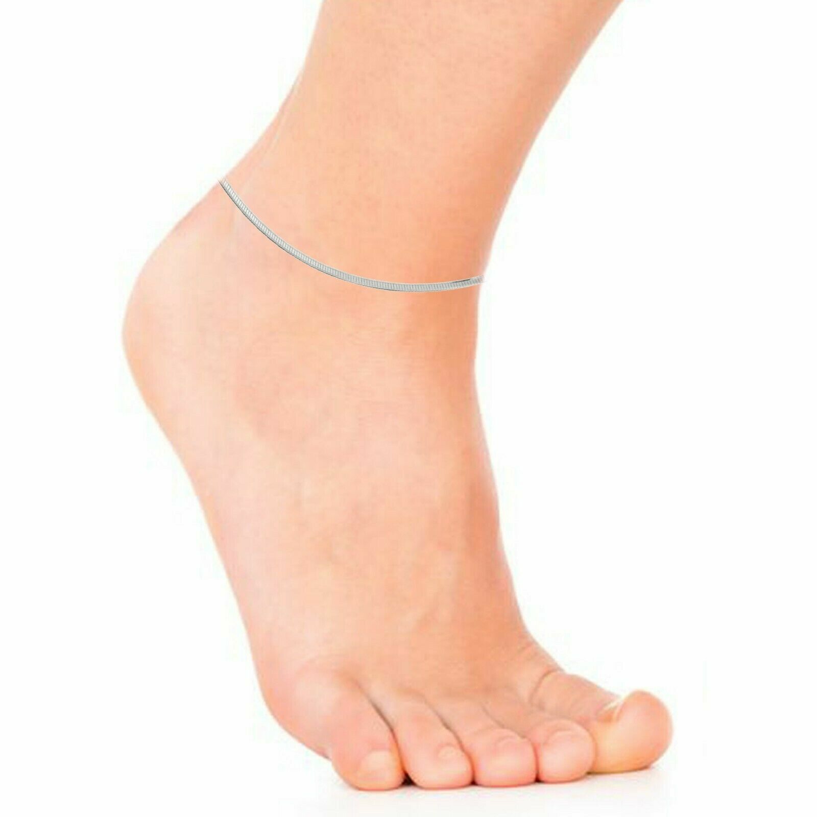 Real 925 Sterling Silver Snake Chain Bracelet/Anklet 5″/6″/7″/8″/9″/10″/11″/12″