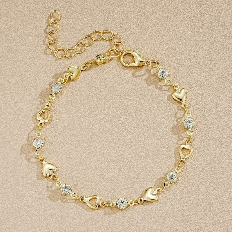Women’s Fashion Heart Zircon Bracelet INS Hollow Out Bracelet Zinc Alloy