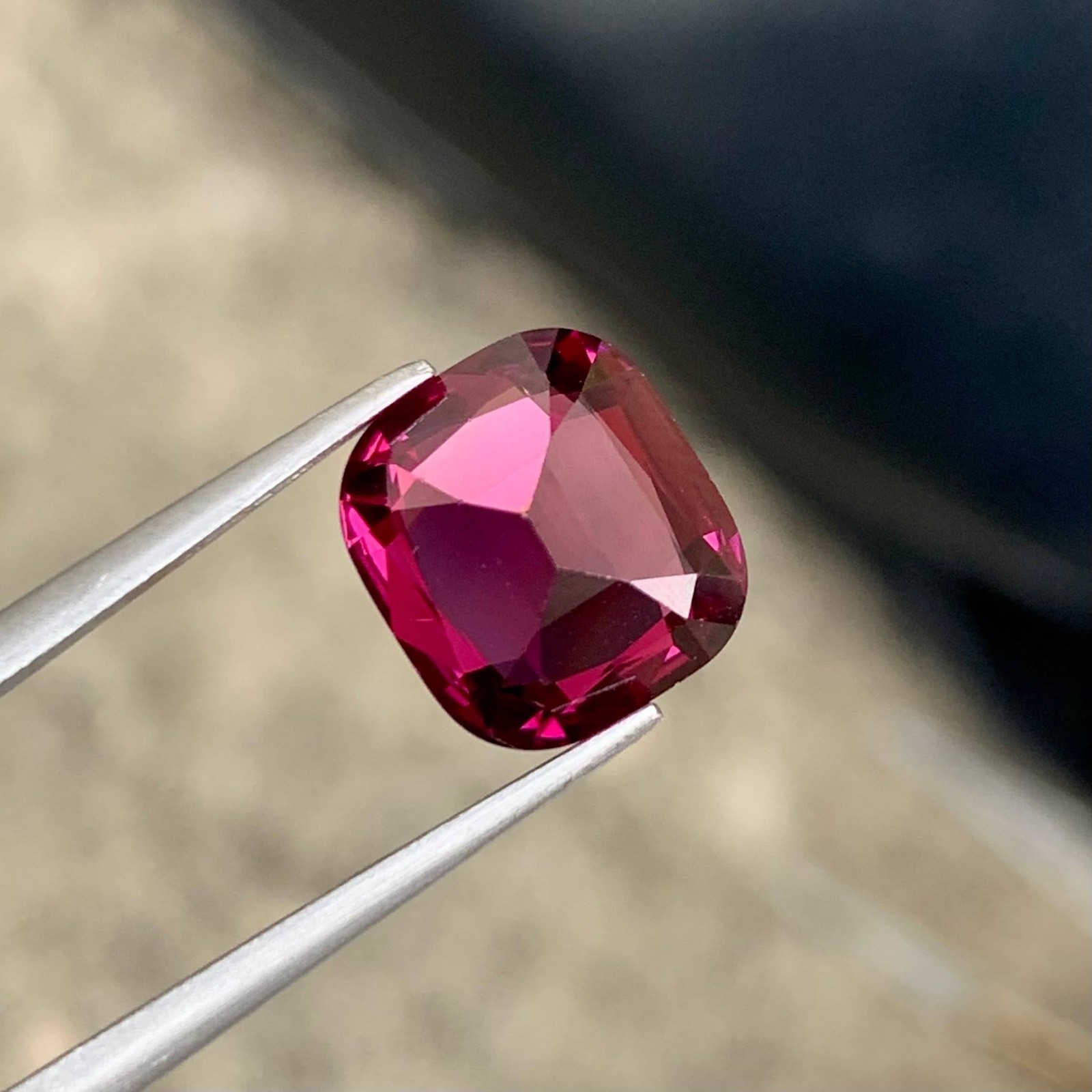 4.34 Carats Natural Rose Pink Garnet Stone Cushion Cut Tanzanian Gemstone