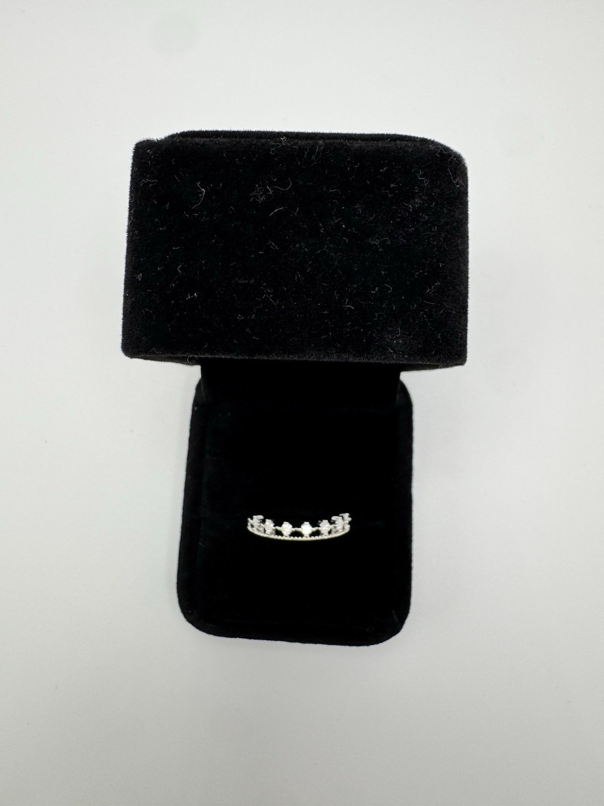 Silvertone Moissanite Happy Eternity Ring. Adjustable.