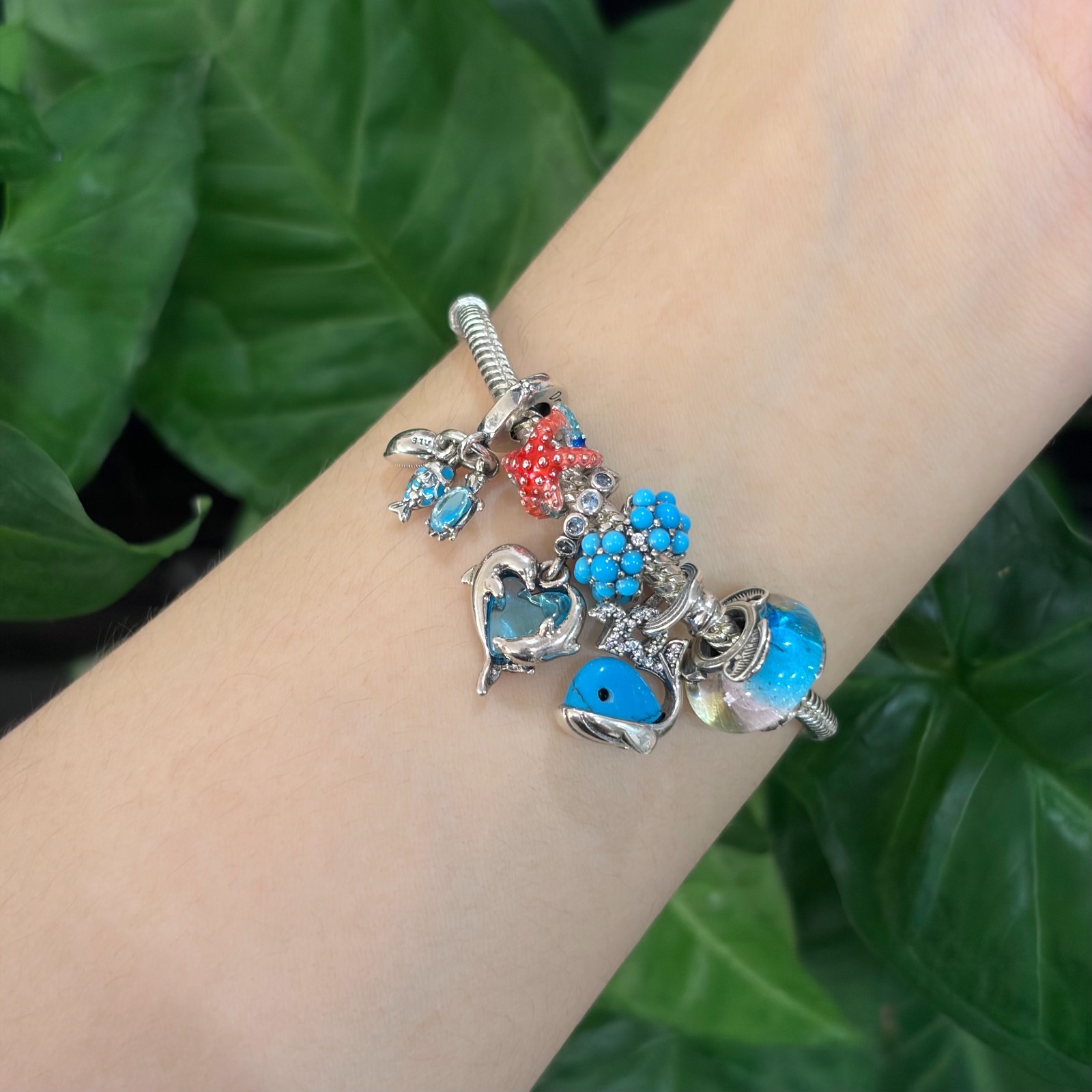 PANDORA #791697C01 Fish Sea Turtle & Conch Triple Charm WITH BOX