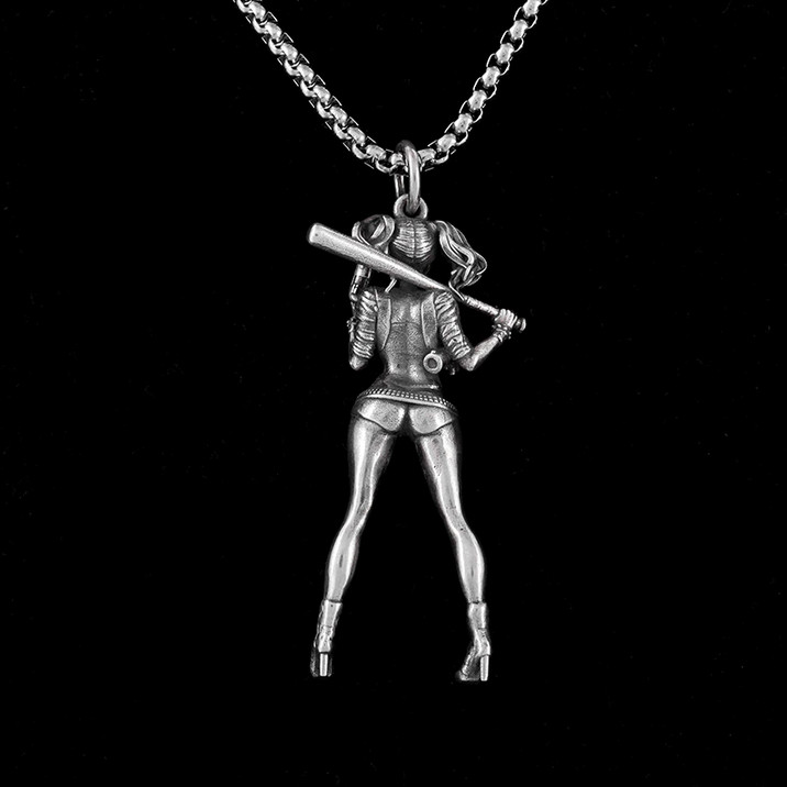 Harley Quinn Jewelry Vintage Silver Color DC Batman Sexy Pendant Necklace