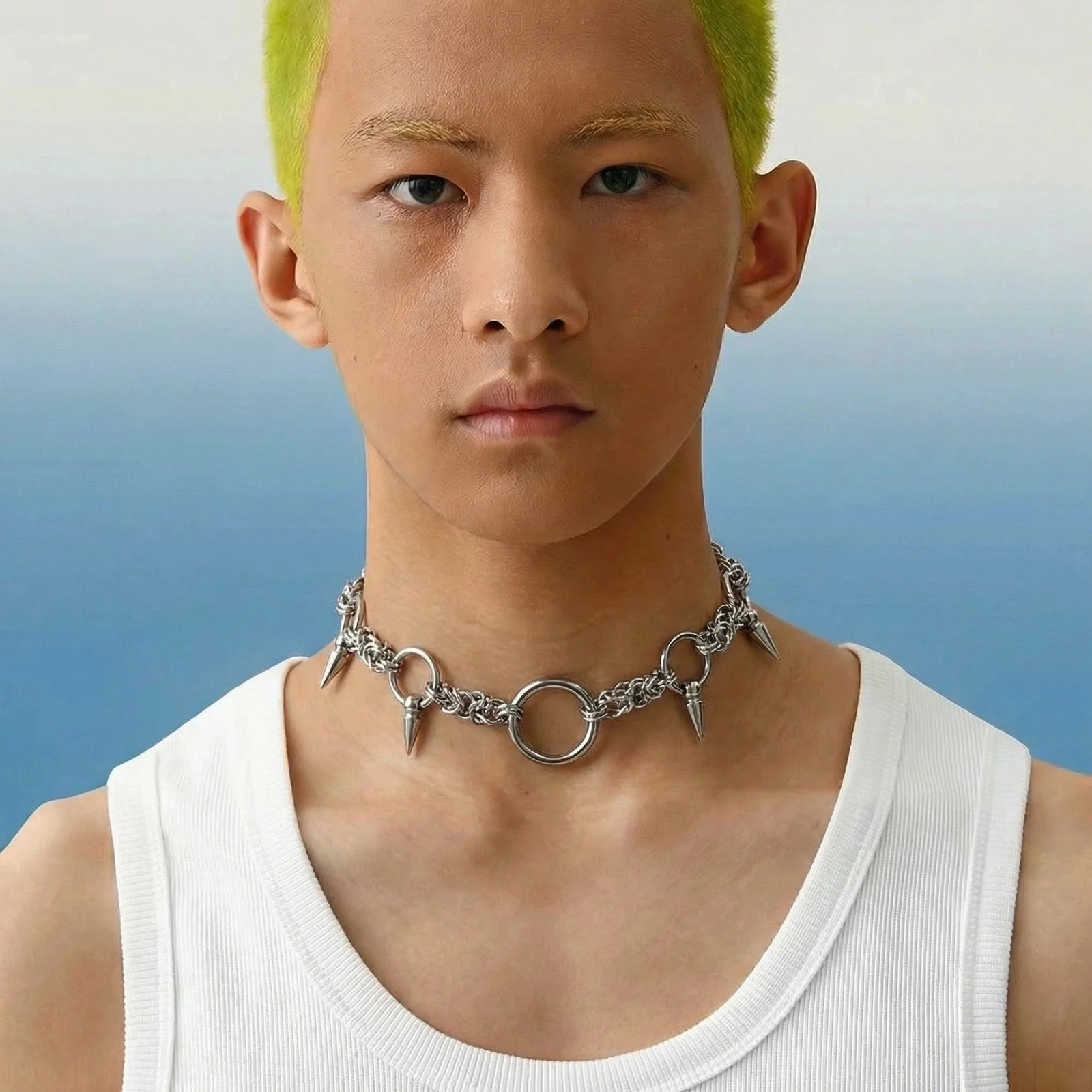Punk Gothic Studded Rivet Spikes Necklace Vintage Choker Hip Hop Necklace Titani