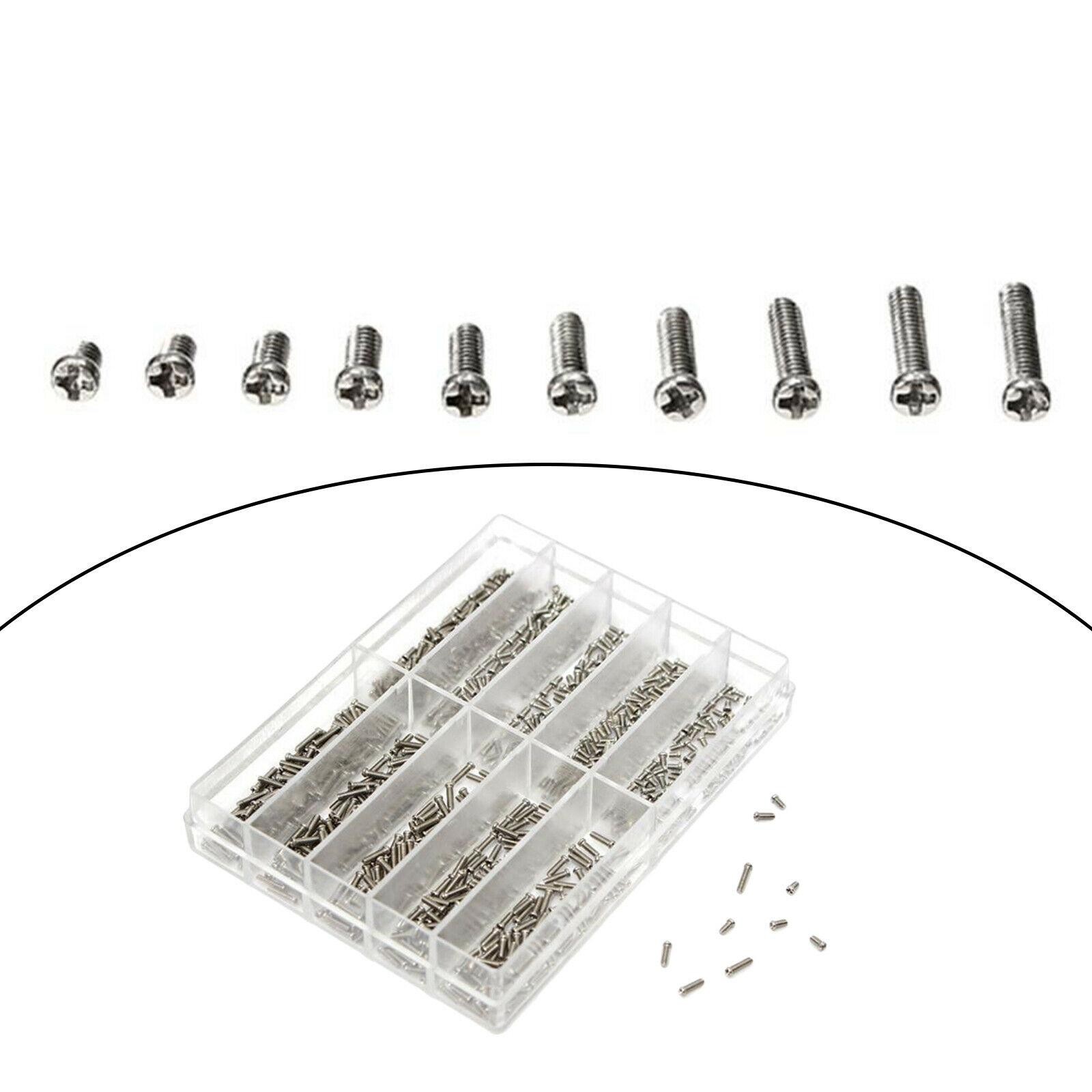 0.16cm-0.6cm 500-600Pcs Stainless Steel Cross Watch Back Cover Screw Assorted