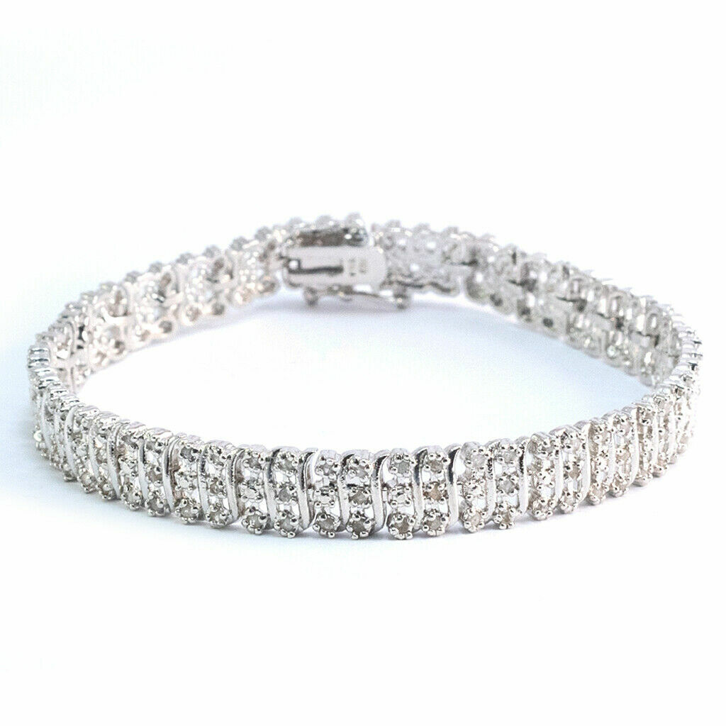 1.00ct TDW Diamond Brass S Link Tennis Bracelet