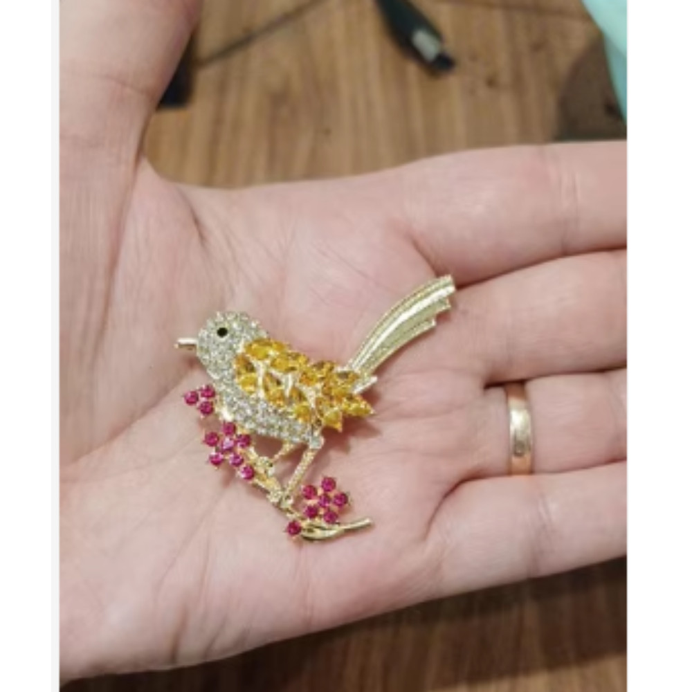 Adorable Colorful Brooch Pin Flower Bird Shiny Zircon Fashion Women Gift Party