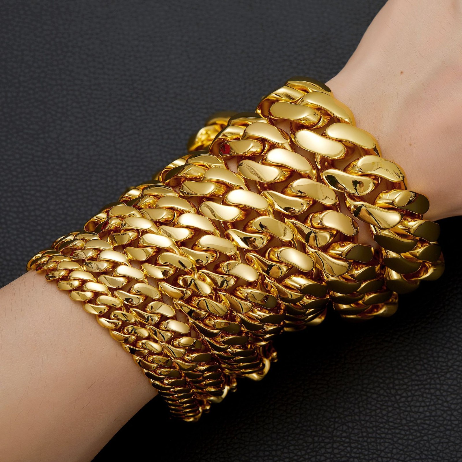 Miami Cuban Link Chain Necklace Bracelet 14K Gold Plated Stainless Steel 12-20MM