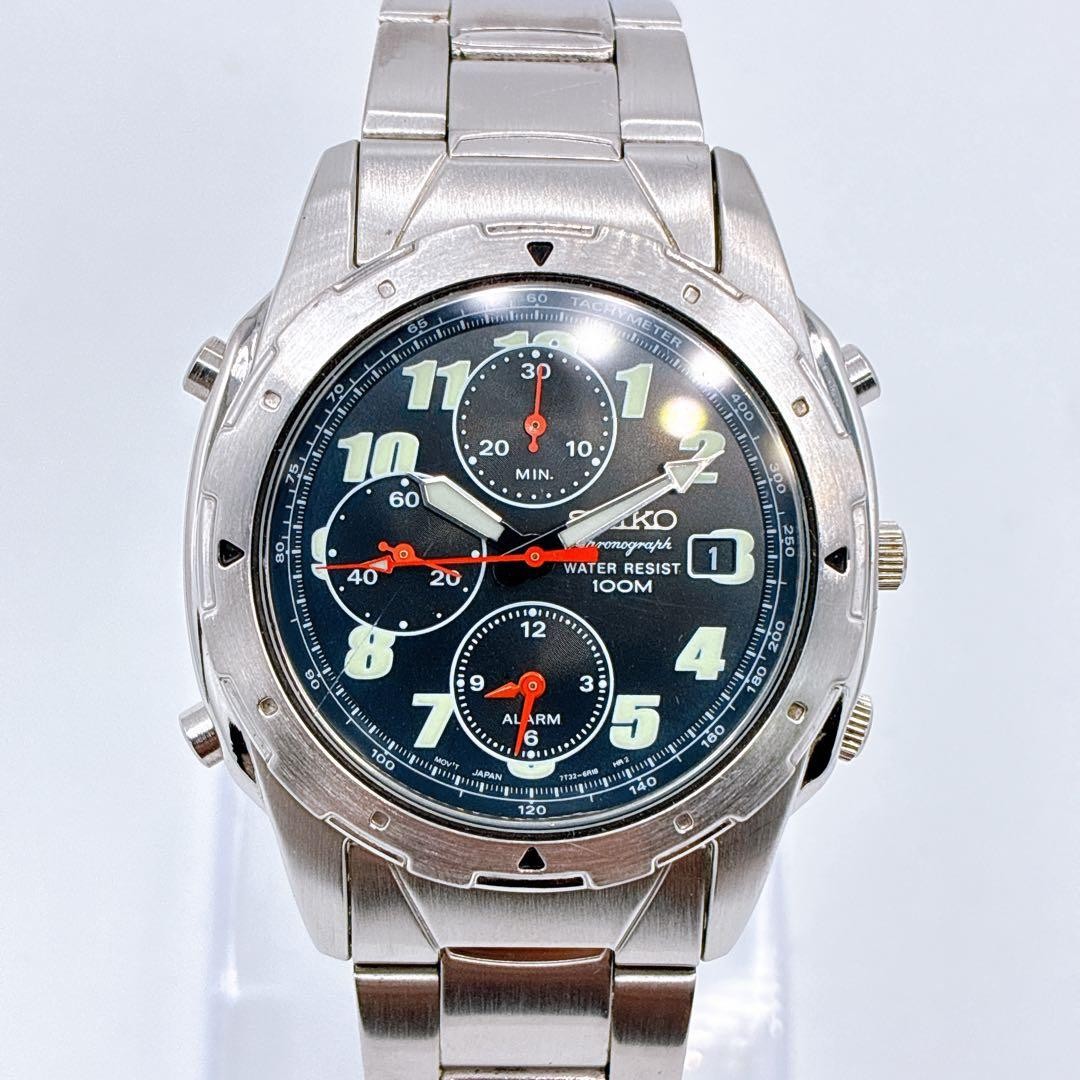 SEIKO 7T32 6M30 Chronograph Made in 2000 100m Water Resistant