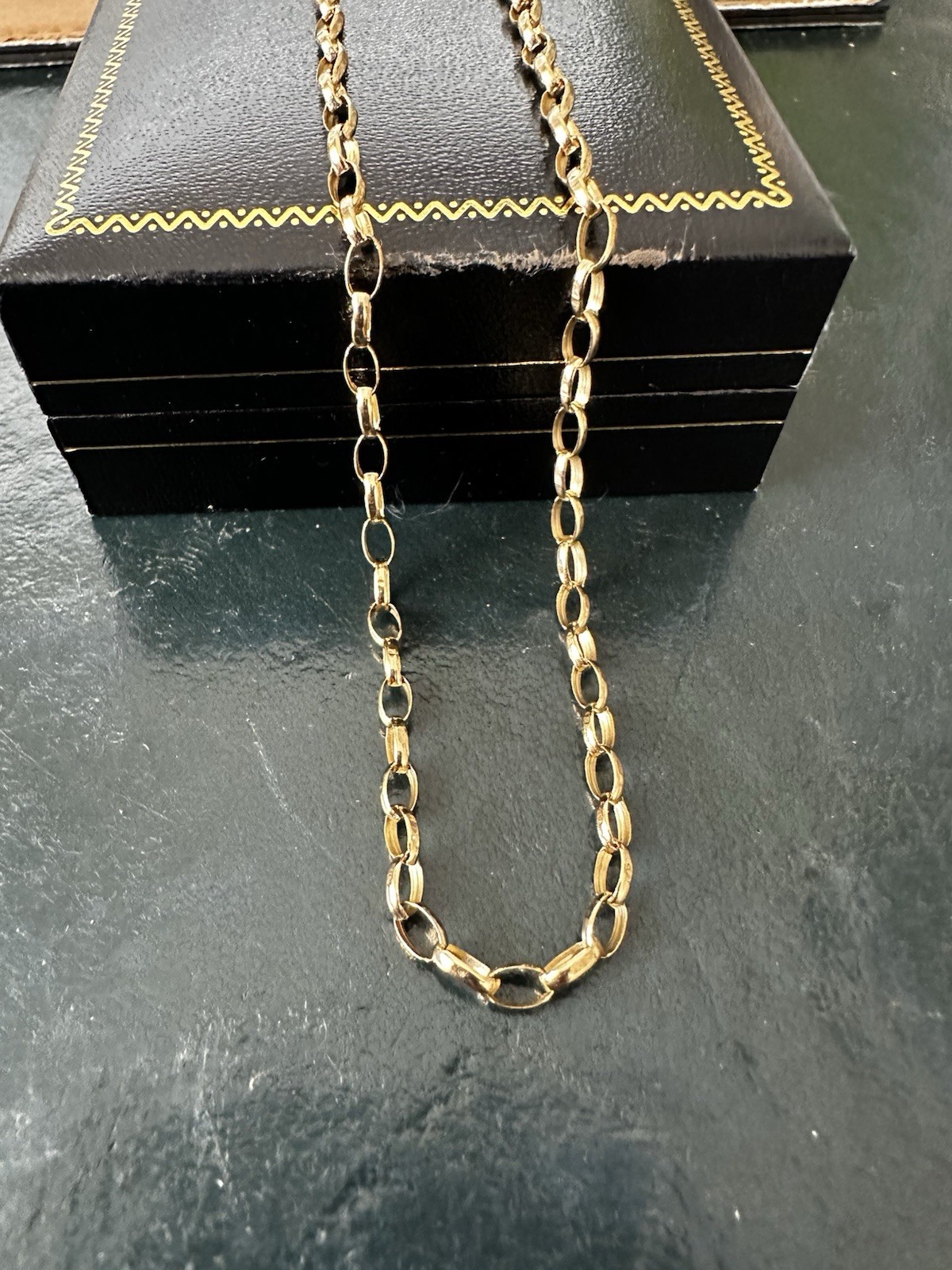 Vintage 9K Gold Belcher Choker Chain Necklace 3.65g B’ham Hallmark Unisex, Boxed