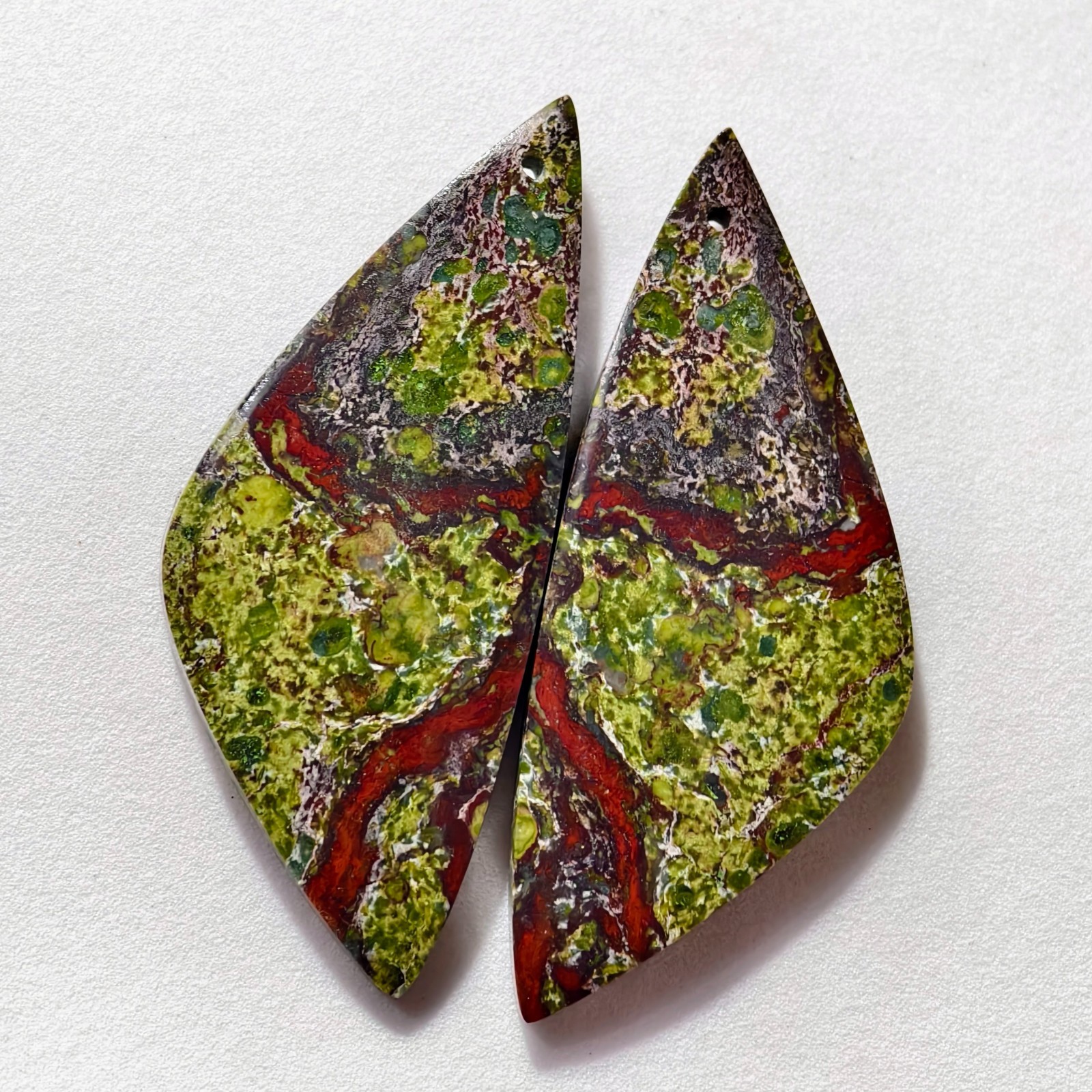 83 Cts Natural Dragon Blood Jasper Drilled Pair Cabochon Gemstone 51 X 21 MM