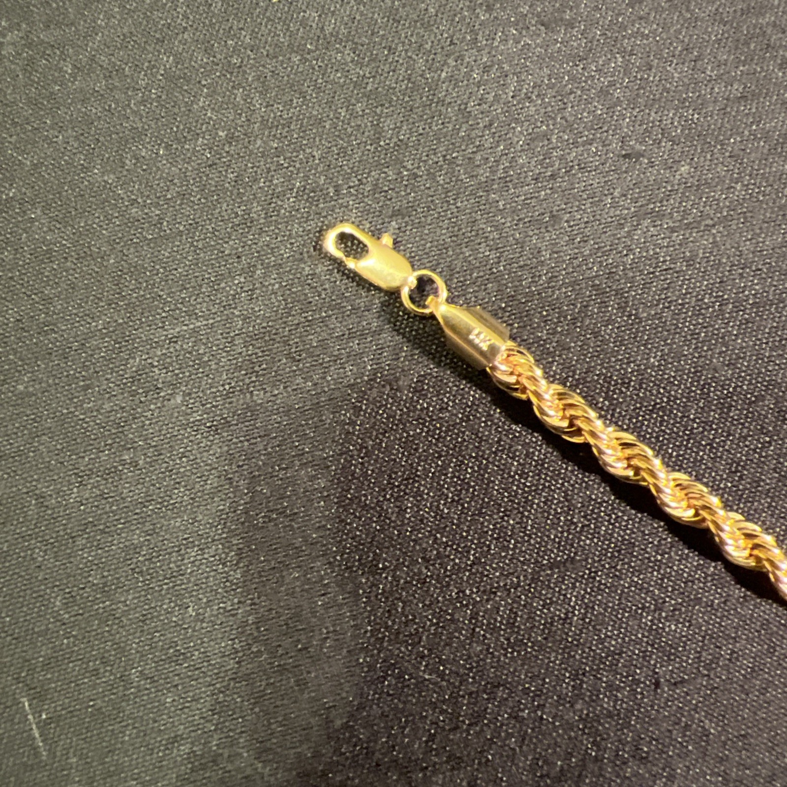 TWO 4MM 8INCH 14KT GOLD ELECTROPLATED 10x DIAMOND CUT ROPE BRACELETS