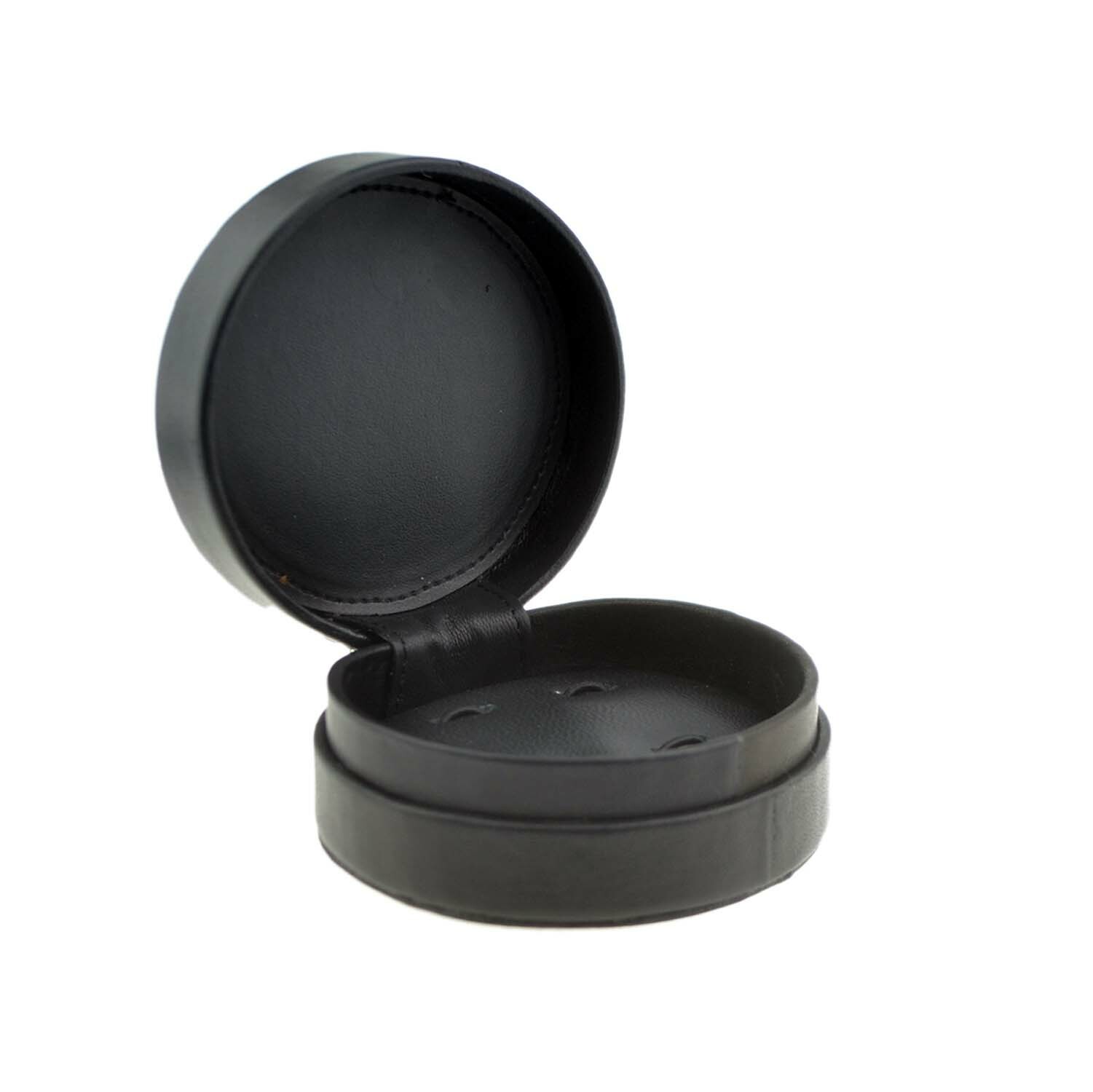 Round Black Leather Travel Cufflinks Case – XTC1