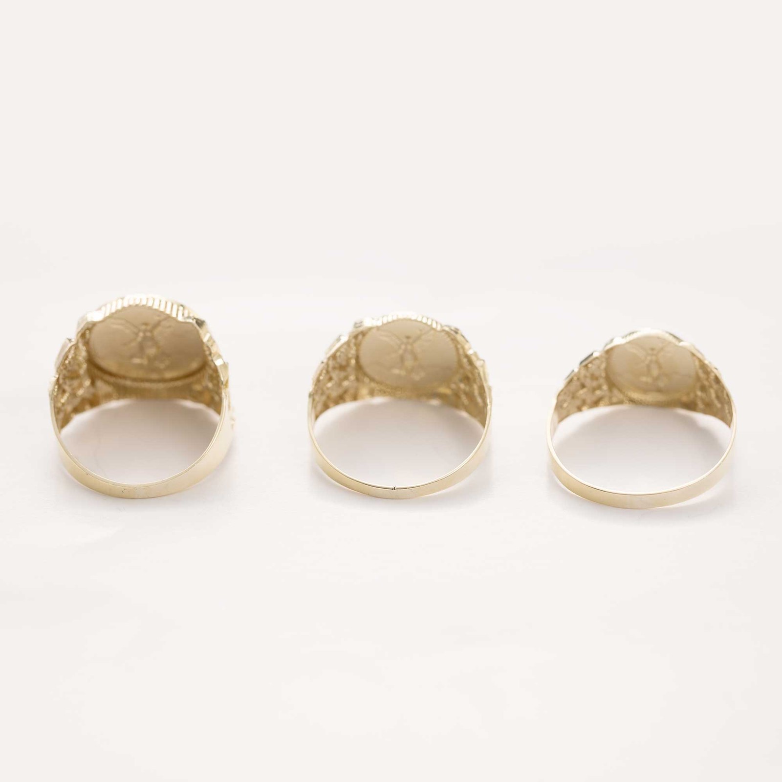 10K GOLD Mexican 50 Pesos Centenario Nugget Signet Ring 10K Yellow Gold All Size