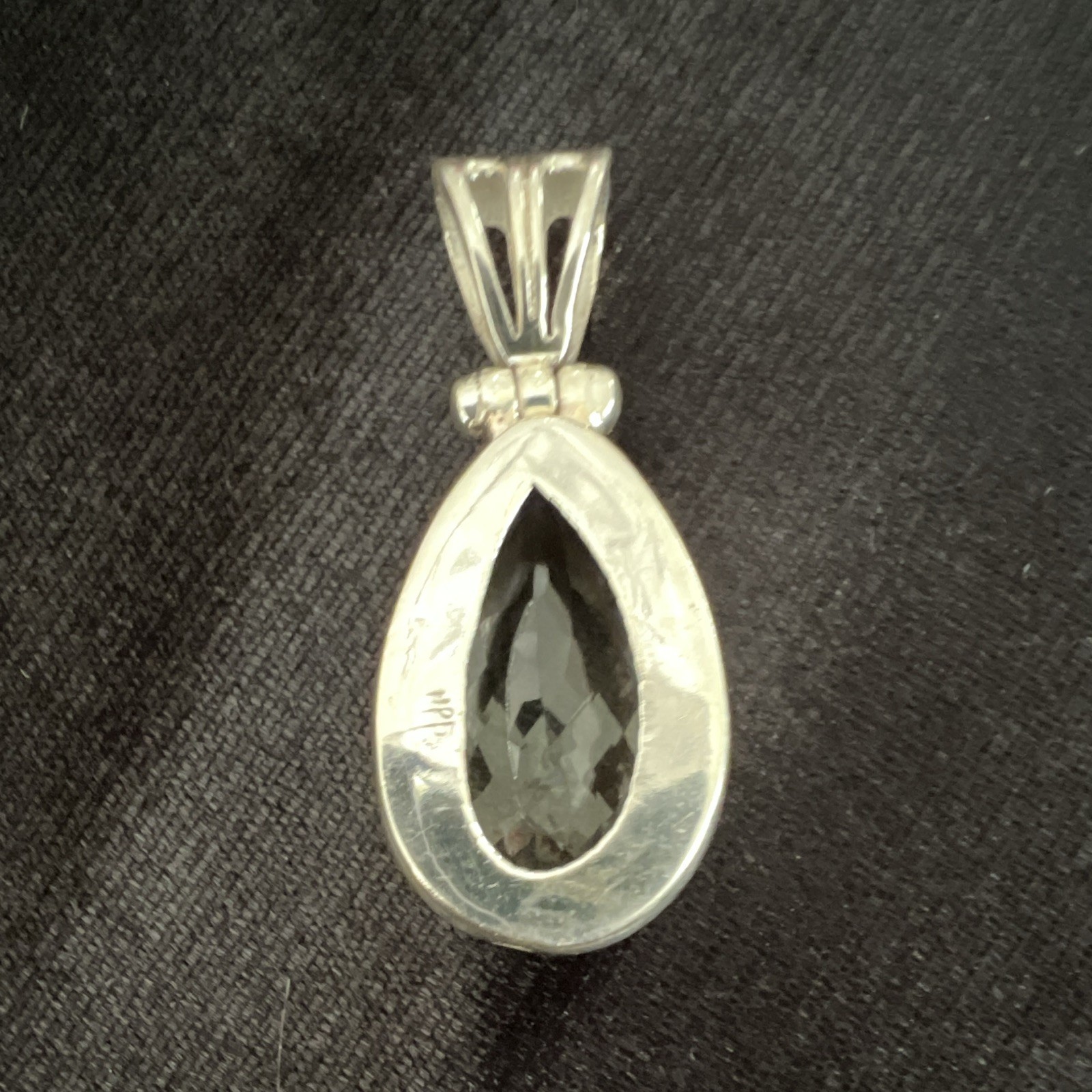 Silver 925 Teardrop Clear Faceted green amethystStone Charm Pendant, Bezel Set
