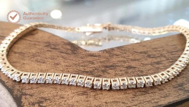 3.5Ct Certified Natural GHI/VS-SI Diamond Tennis Bracelet 14k Gold Birthday Gift