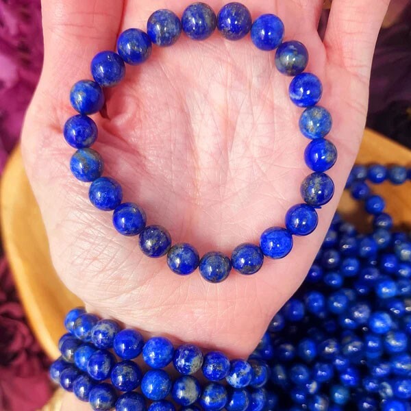 Handmade Lapis Lazuli 8MM Round Beads Healing Reiki Chakra Women Men Bracelet