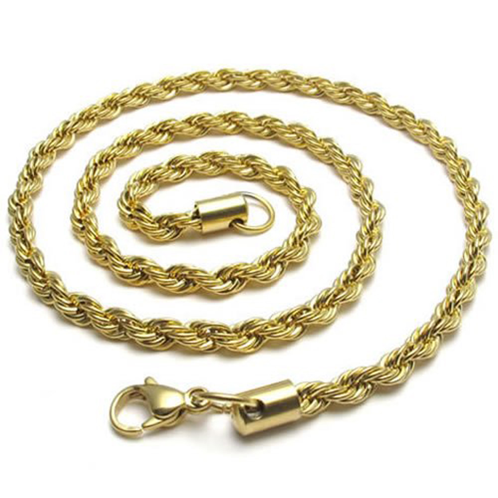16″-40″ 18K Gold Plated Stainless Steel Rope Necklace Chain HN4 USA Seller