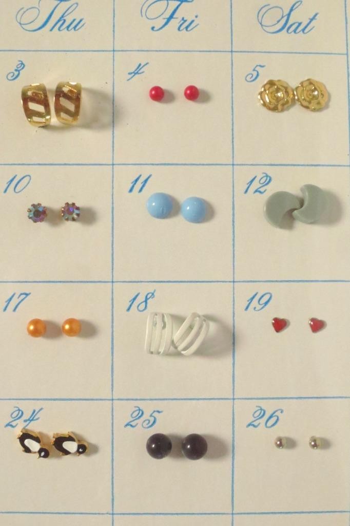 Vtg “Earrings For the Month” 30 Days of Pierced Earrings in Box -14 boxes avail.