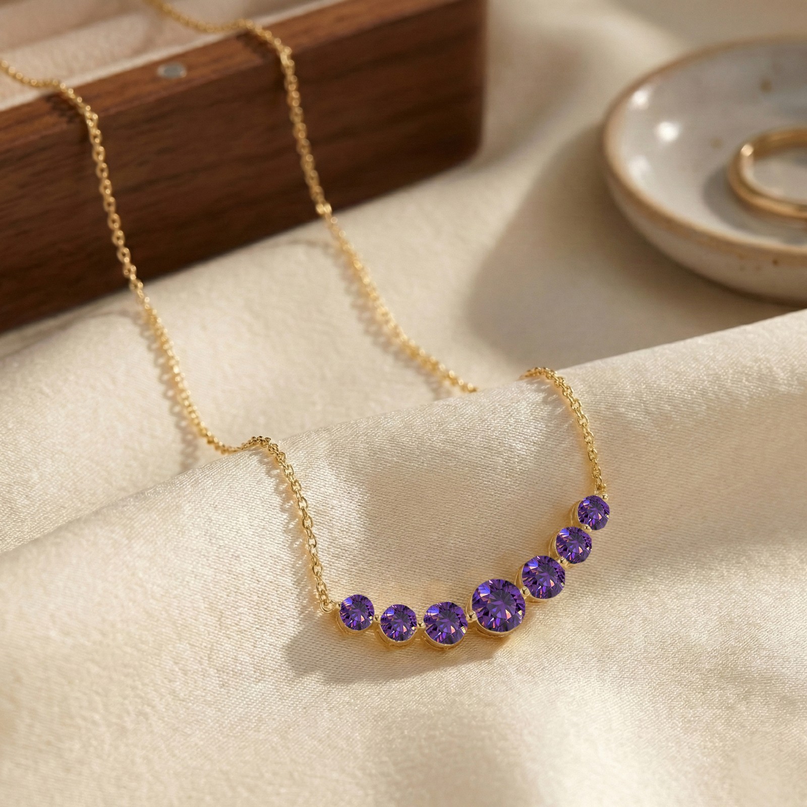 Natural Amethyst Necklace, Purple Gemstone Bar Necklace, Minimalist Jewelry Gift